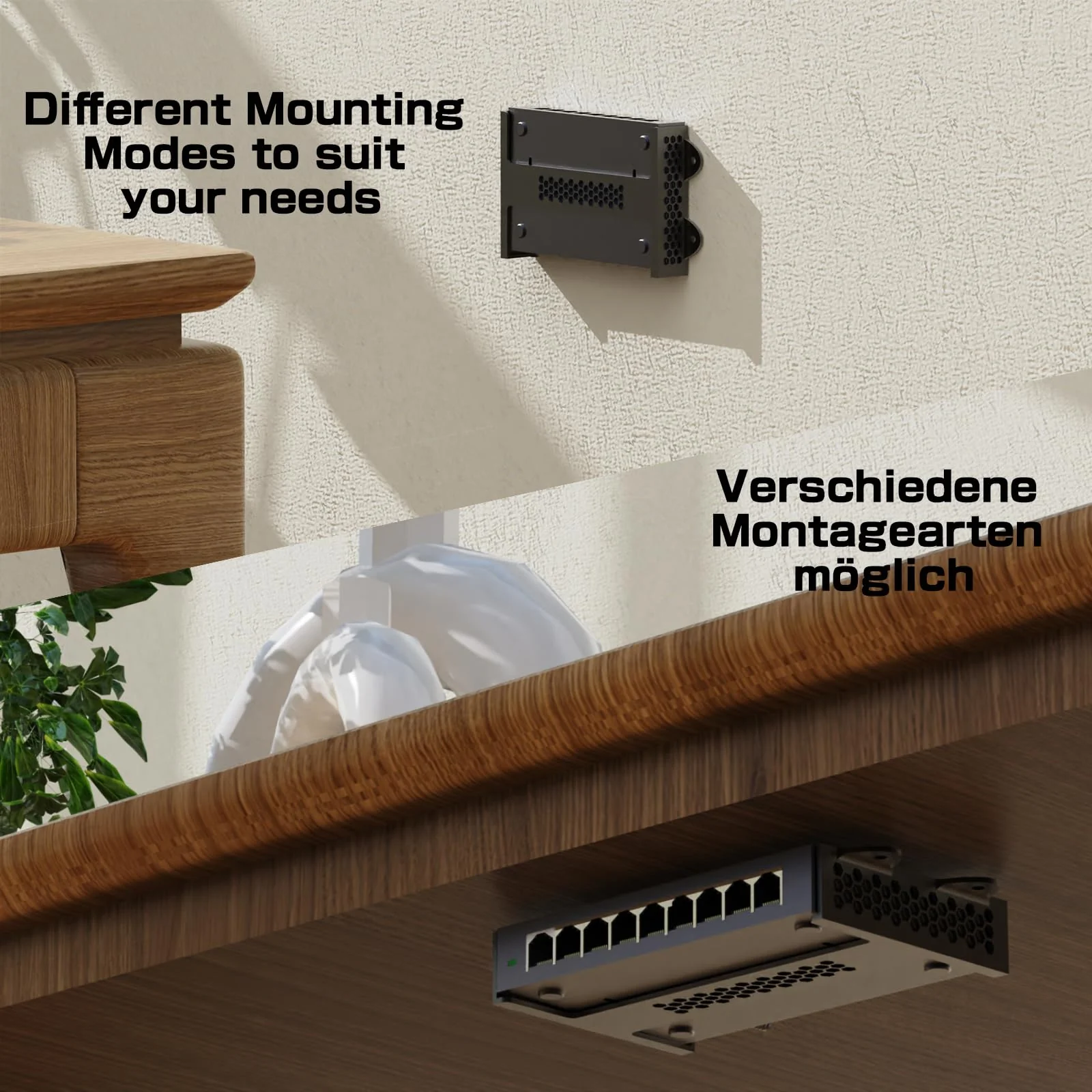 JLNJLE Halterung kompatibel mit TP-LINK TL-SG108 TL-SG108E 8-Port Netzwerk Switch, Metallisch Wandhalterung für LAN Switch Halter Unter dem Schreibtisch, für Startseite Büro - Image 6