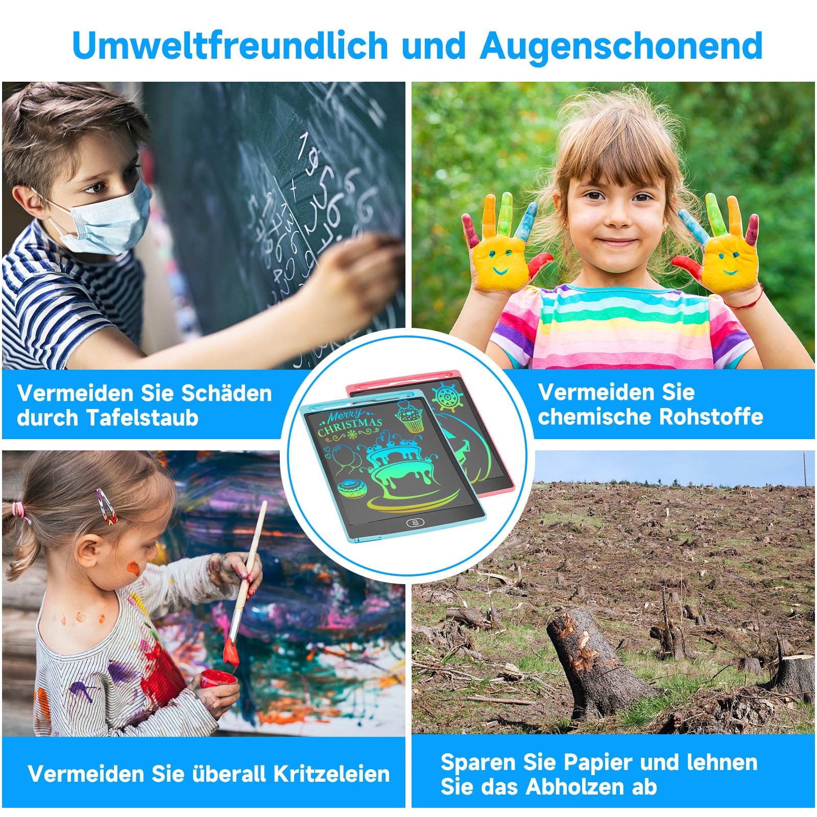 JOEAIS LCD Schreibtafel 2er-Pack, 8,5 Zoll Drawing Tablet mit Stylus Lanyard, Beschäftigung Digital Notepad für Kinder im Flugzeug, Zeichentafel für Jungen und Mädchen (Rosa+Blau) - Image 4