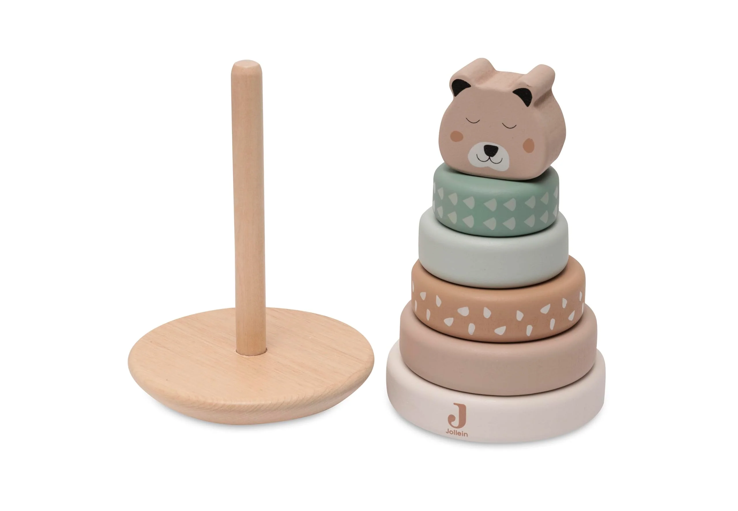Jollein Holz-Stapelturm mit Ringen - Jungle Jambo - 5 Stapelringe - Ab 1 Jahr - 100% FSC Zertifiziert - Gepard - Image 5
