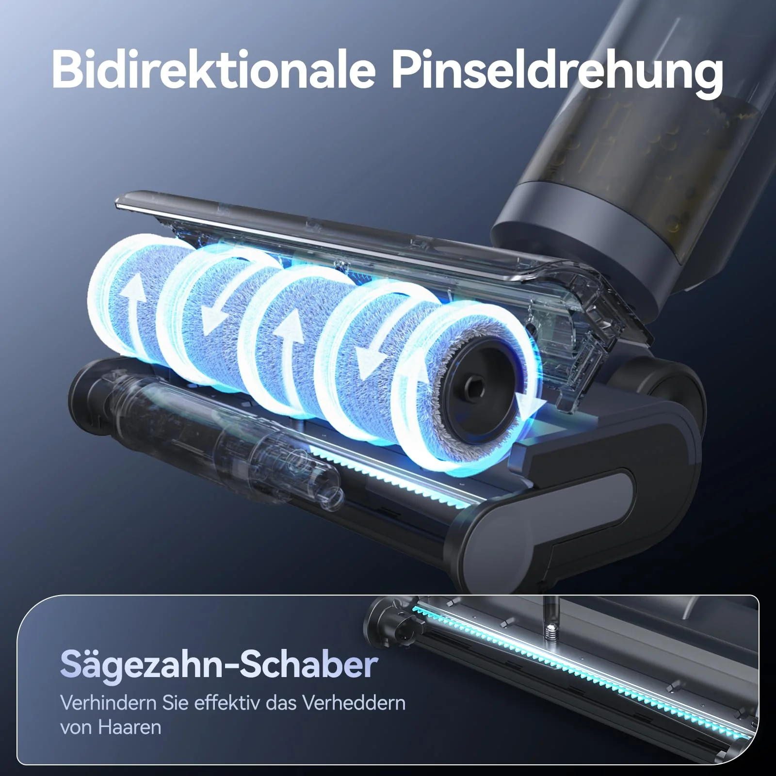 JONR ED12 Pro Nass Trockensauger Akku, Kabelloser Saugwischer, Dreikantenreinigung, Heißwasser-Selbstreinigung Heißluft-Trocknung, 850mL Wassertank, Anti-Verwirrungs-Haar für Hartböden, Tierhaare - Image 2