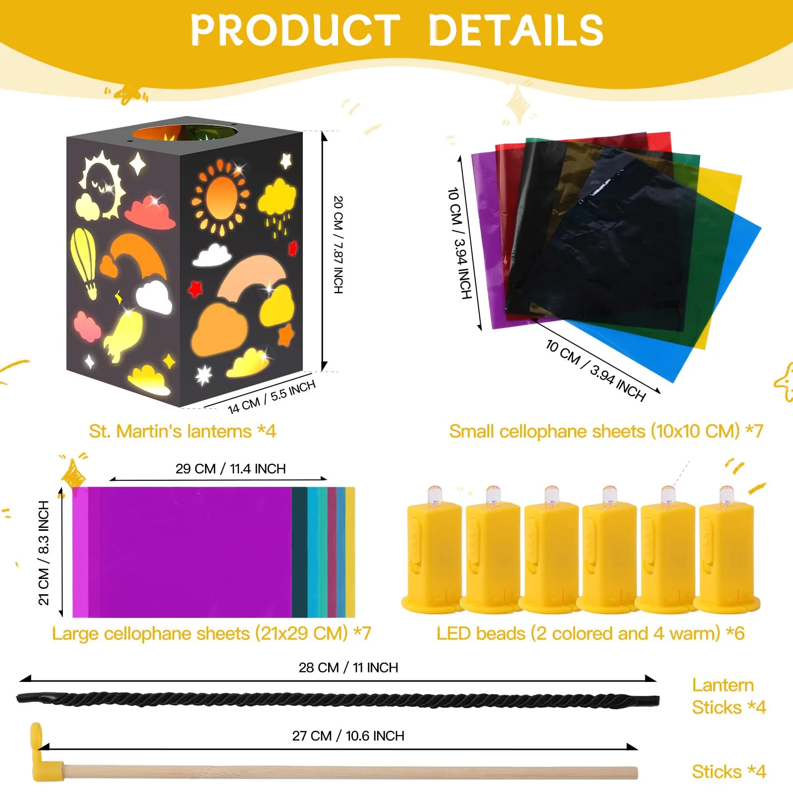 JONRRYIN 4 Stück Laternen Bastelset Kinder, Sankt Martin Laterne Basteln, Sonne Mond Sterne Laternen mit LED und Buntglaseffekt, St. Martin Laternenumzug, Kreatives Geschenk-Set für Jungen Mädchen - Image 5