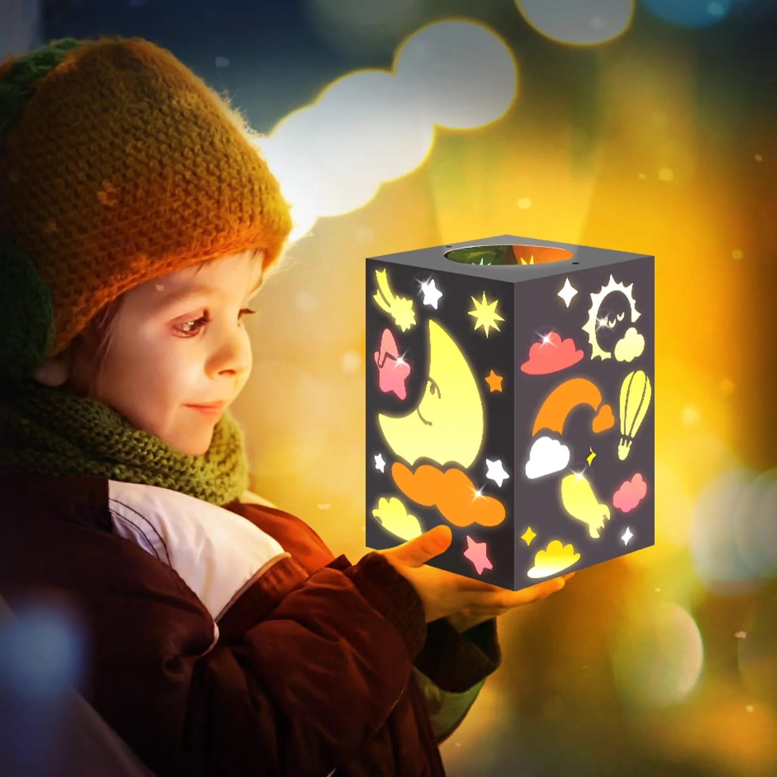 JONRRYIN 4 Stück Laternen Bastelset Kinder, Sankt Martin Laterne Basteln, Sonne Mond Sterne Laternen mit LED und Buntglaseffekt, St. Martin Laternenumzug, Kreatives Geschenk-Set für Jungen Mädchen - Image 6