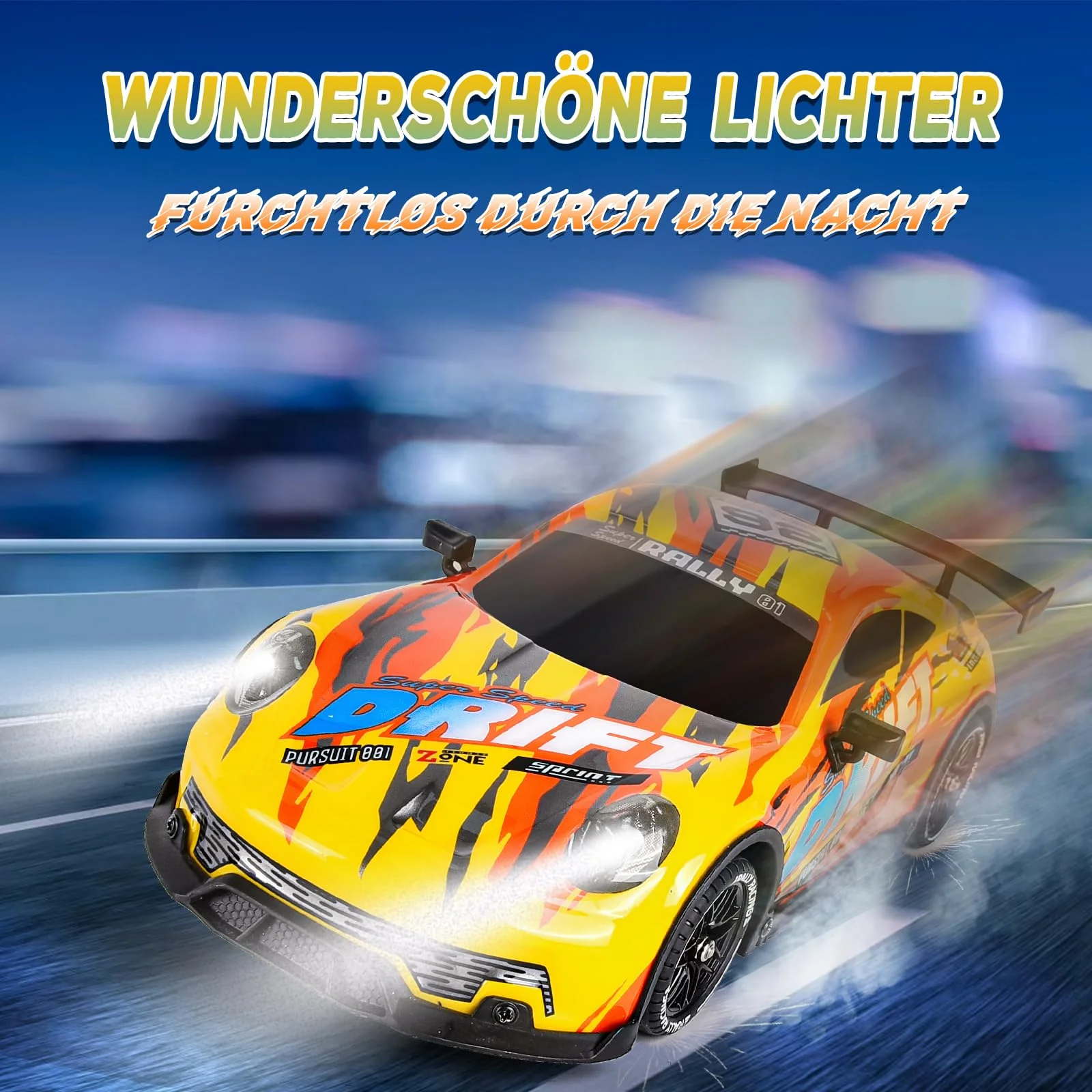 JONRRYIN Drift Ferngesteuertes Auto, RC Drift Car, 1:14 4WD Fernbedienung Rennwagen mit Driftfunktion, LED-Leuchten, 25km/h, Spielzeugauto für Erwachsene und Kinder ab 8 Jahre älter - Image 3