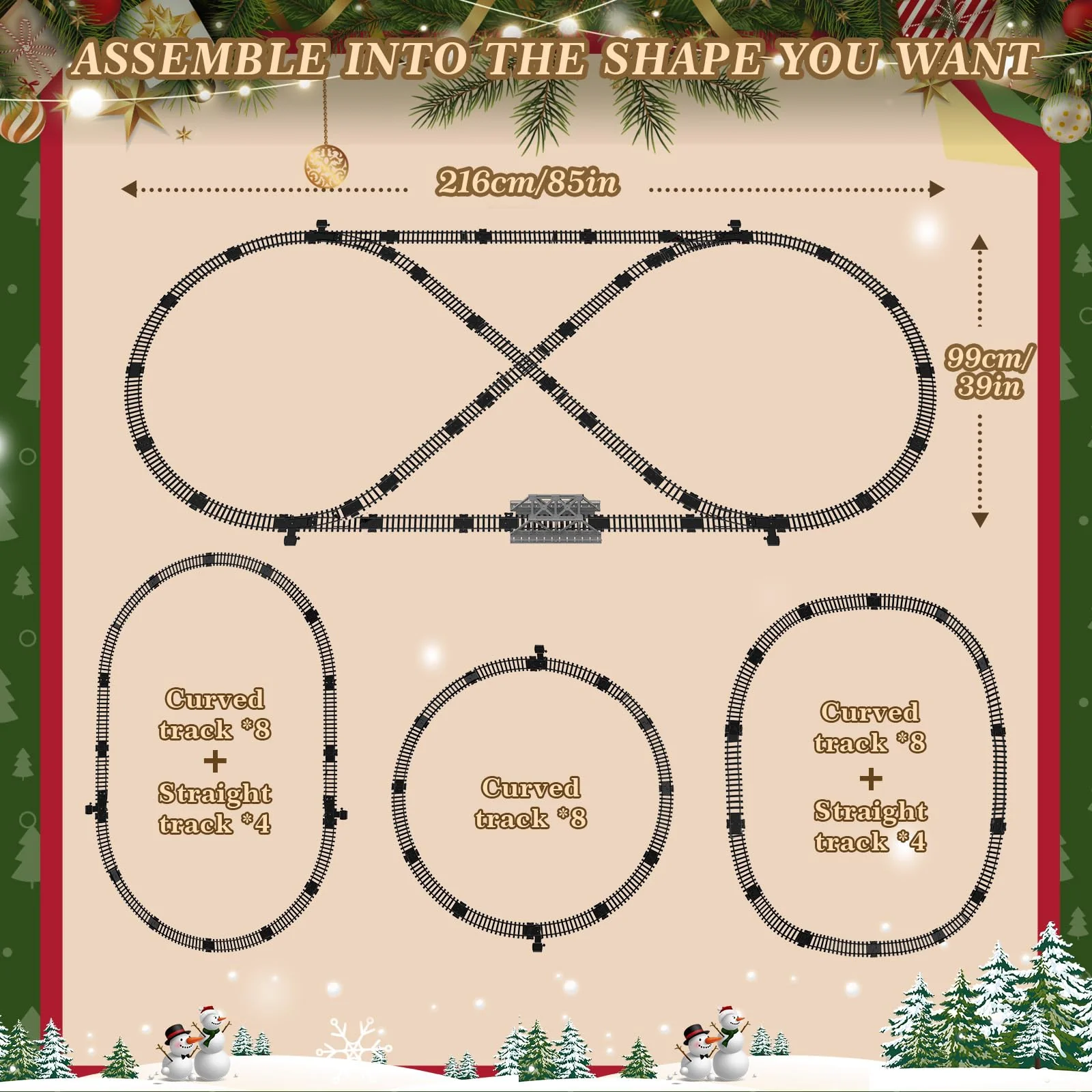 JONRRYIN Elektrische Zug Spielzeug, Eisenbahn Weihnachtsbaum Elektrisch, Weihnachtszug mit Schienen, Dampf, Licht & Sound, Dampfzug den Tannenbaum Geschenk für Kinder - Image 7