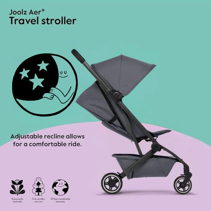 Joolz AER+ Leichter Kinderwagen, ultrakompakt und tragbar, einhändig zusammenklappbar, ergonomischer Liegesitz – Säugling und Kleinkind (bis zu 22,7 kg) – Flugzeugfreundlicher Kinderwagen – - Image 6