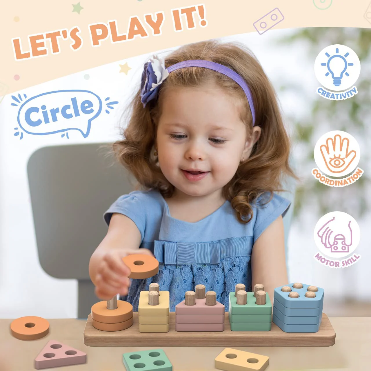 Joozmui Holz Montessori Spielzeug ab 1 2 3 Jahr, Holzspielzeug Motorikspielzeug Baby 6 9 Monate Babyspielzeug Sortierspiel Kinderspielzeug Lernspielzeug Steckpuzzle - Image 7