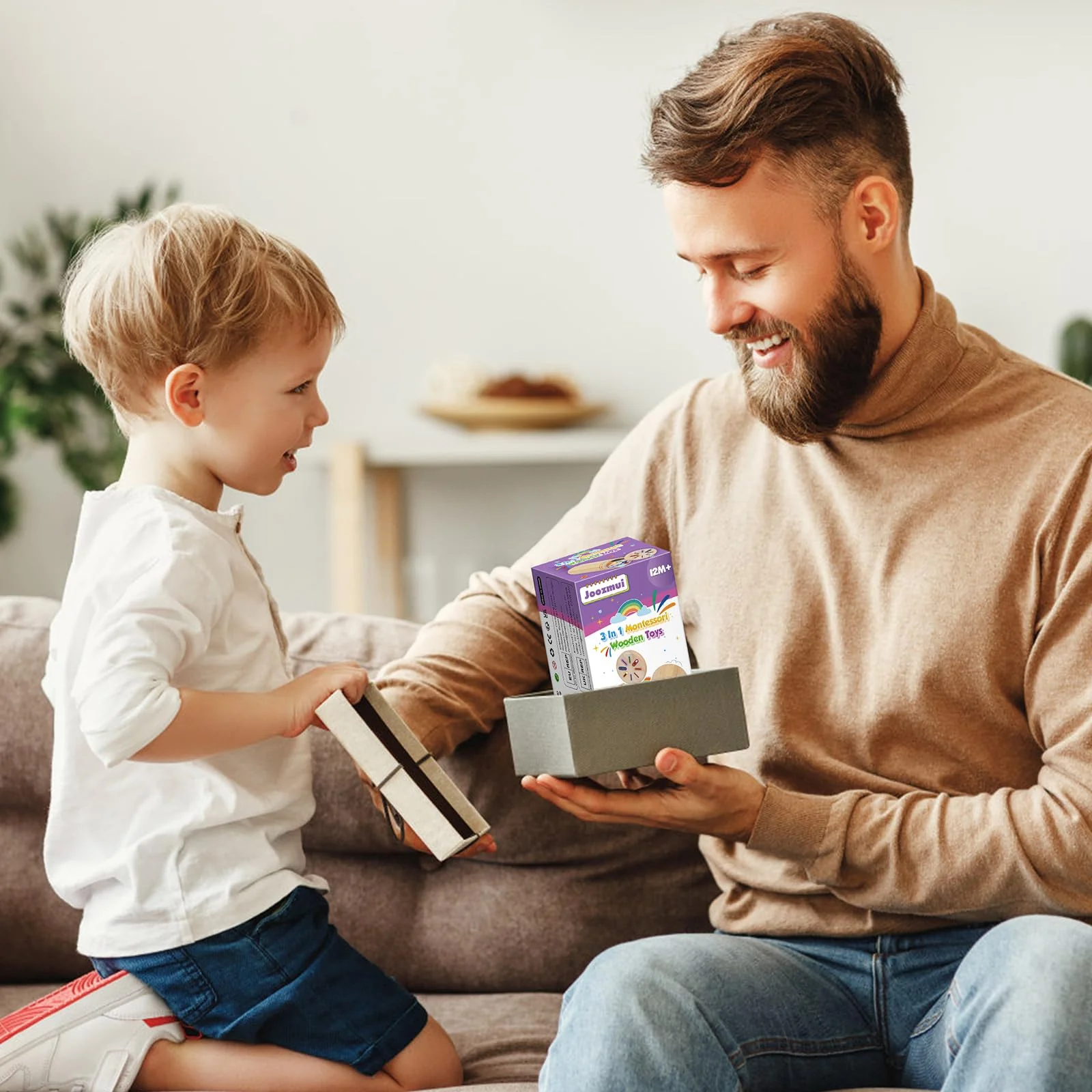 Joozmui Holz Montessori Spielzeug ab 1 2 3 Jahre, 3 in 1 Holzspielzeug Motorikspielzeug Baby Spielzeug 1 2 3 Jahr - Holz Sortier & Stapelspielzeug Geschenk für Kleinkinder Kinderspielzeug Lernspiele - Image 2
