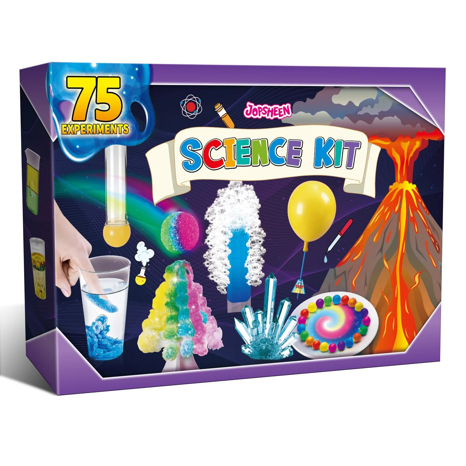 JOPSHEEN 75 Experimente Kits für Kinder Jungen Mädchen, Wissenschaft Experimentierkasten Spielzeug Jungen Geschenke, Vulkan Chemiebaukasten Kindern Labor