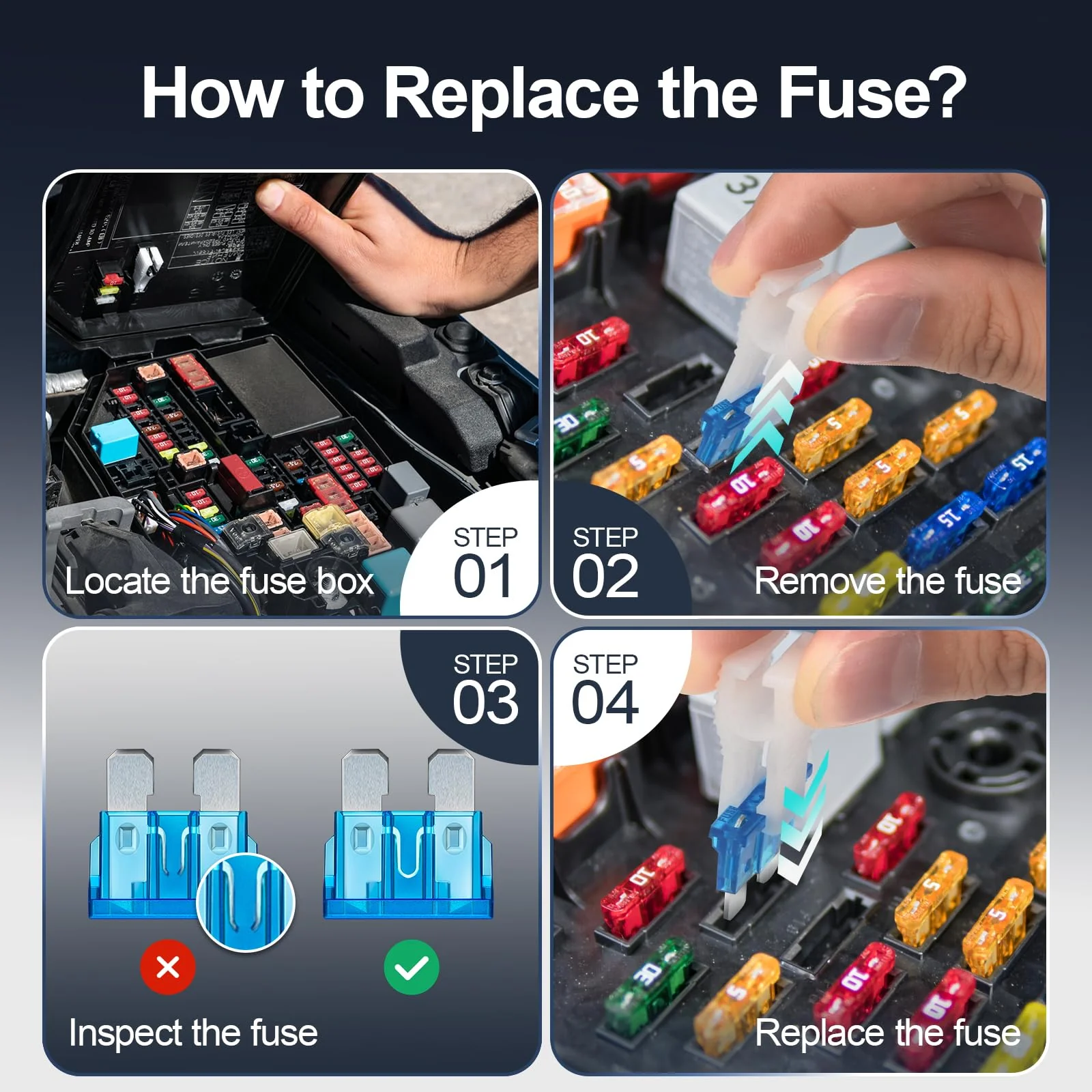 JOREST 300Pcs Kfz Sicherung Set, 160 Mini Flachsicherungen + 90 Standard Sicherungen + 50 Micro Sicherungen +1 Sicherungszieher - für PKW/Wohnmobil/LKW (2Ampere 3A 5A 7.5A 10A 15A 20A 25A 30A 35A 40A) - Image 6