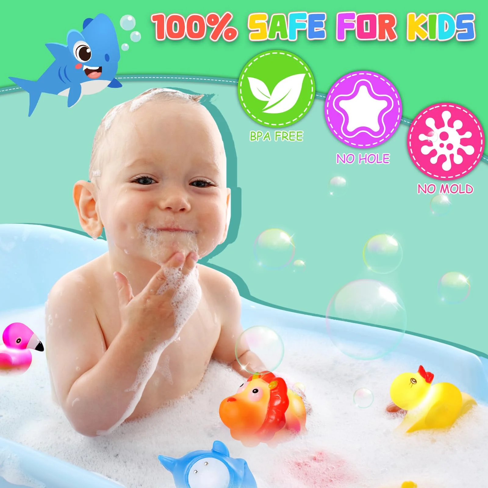 Jovicos Badespielzeug Baby, 6 Stuck LED Tier Badewannenspielzeug Baby, Wasserspielzeug Badewanne Spielzeug Kinder, Leuchtet Sensorik Spielzeug, Geschenke fur Jungen und Madchen - Image 5