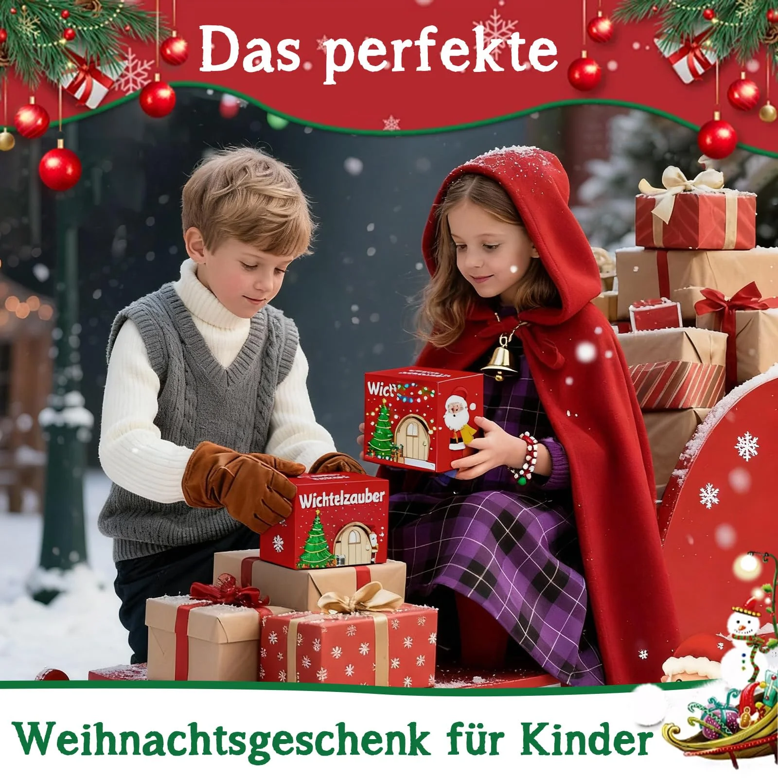 Joxessaien Wichtel Zubehör Magie-Set – 1:12 Miniatur Wichtelzubehör Weihnachten Deko & Puppenhaus – Mini Bücherregal mit Büchern, Zaubertrankflaschen, Kessel und Wahrsagerkugel - Image 2