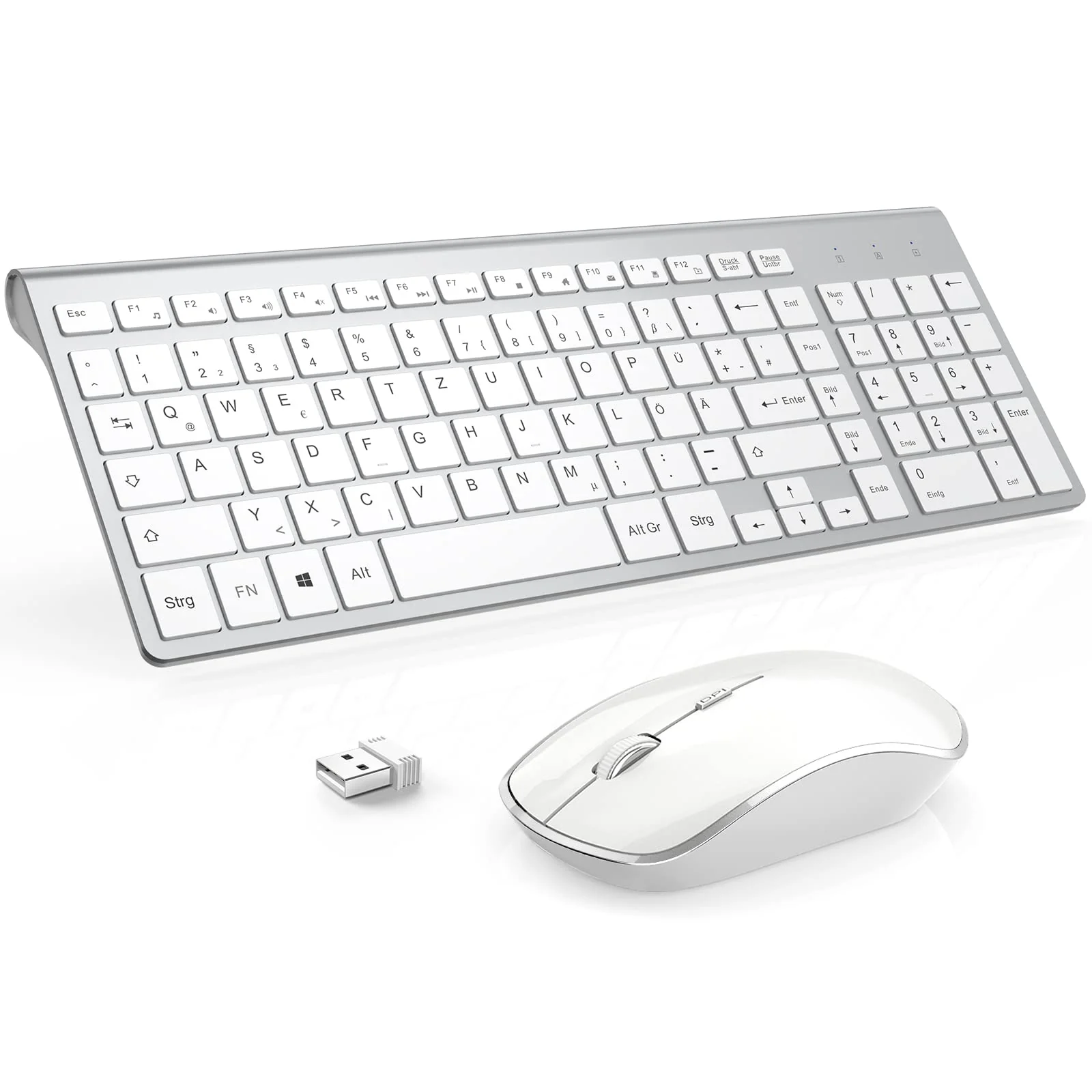 JOYACCESS J Tastatur Maus Set Kabellos, 2.4G Ultra Dünne Funktastatur mit Maus, Ergonomischer und Leise 2400DPI Optische Maus für PC/Laptop/Smart TV(QWERTZ, Deutsches Layout) - Schwarz und Grau - Image 2