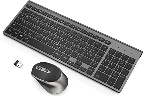 JOYACCESS Tastatur Maus Set Kabellos, 2.4G Ultra-Dünne Funktastatur mit Maus, QWERTZ Layout (Deutsch), Ergonomische Keyboard Mouse für Computer/Desktop/PC/Laptop/Windows 10/8/7, Schwarz und Grau - Image 15