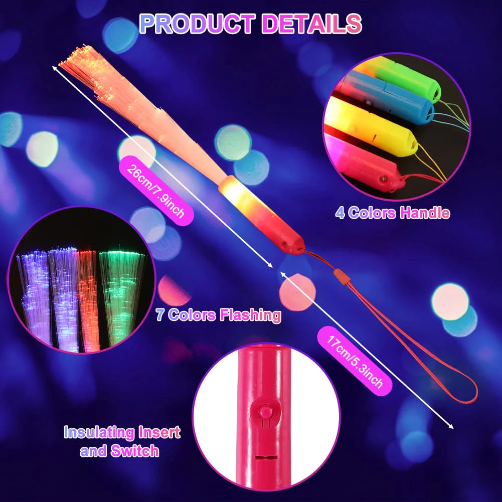 Joycabin 12 Stück LED Leuchtstäbe, Knicklichter, Leuchtwedel Party Set mit Multicolor Licht, Glasfaser Leuchtstab für Weihnachten, Party, Konzert, Hochzeit - Image 7