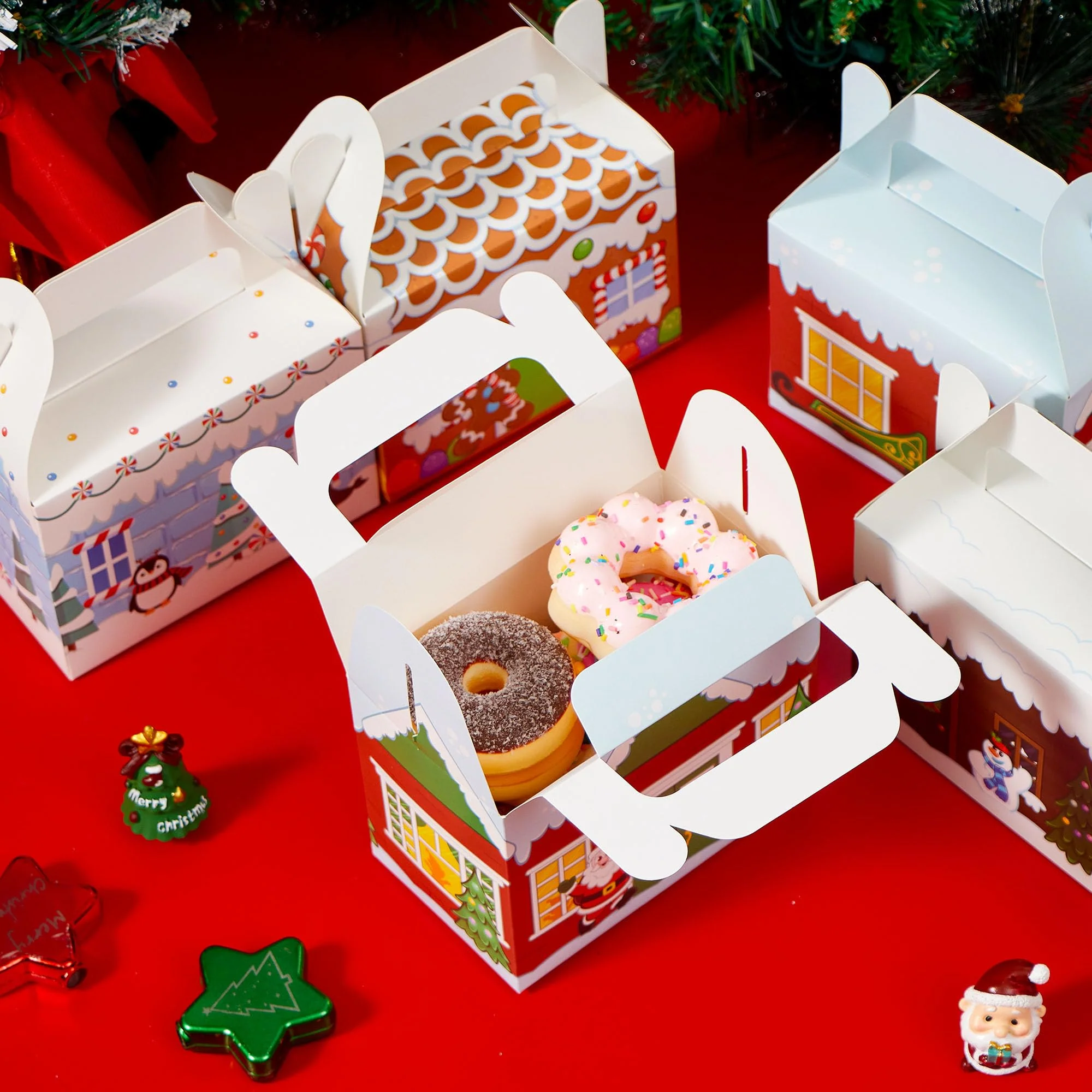 JOYIN 24 Stück 3D Weihnachten Geschenkboxen, Geschenkschachtel Süßigkeiten, Kuchen, Schokolade, Plätzchen, Kekse Karton für Weihnachten, Geschenkverpackung (Christmas House) - Image 2