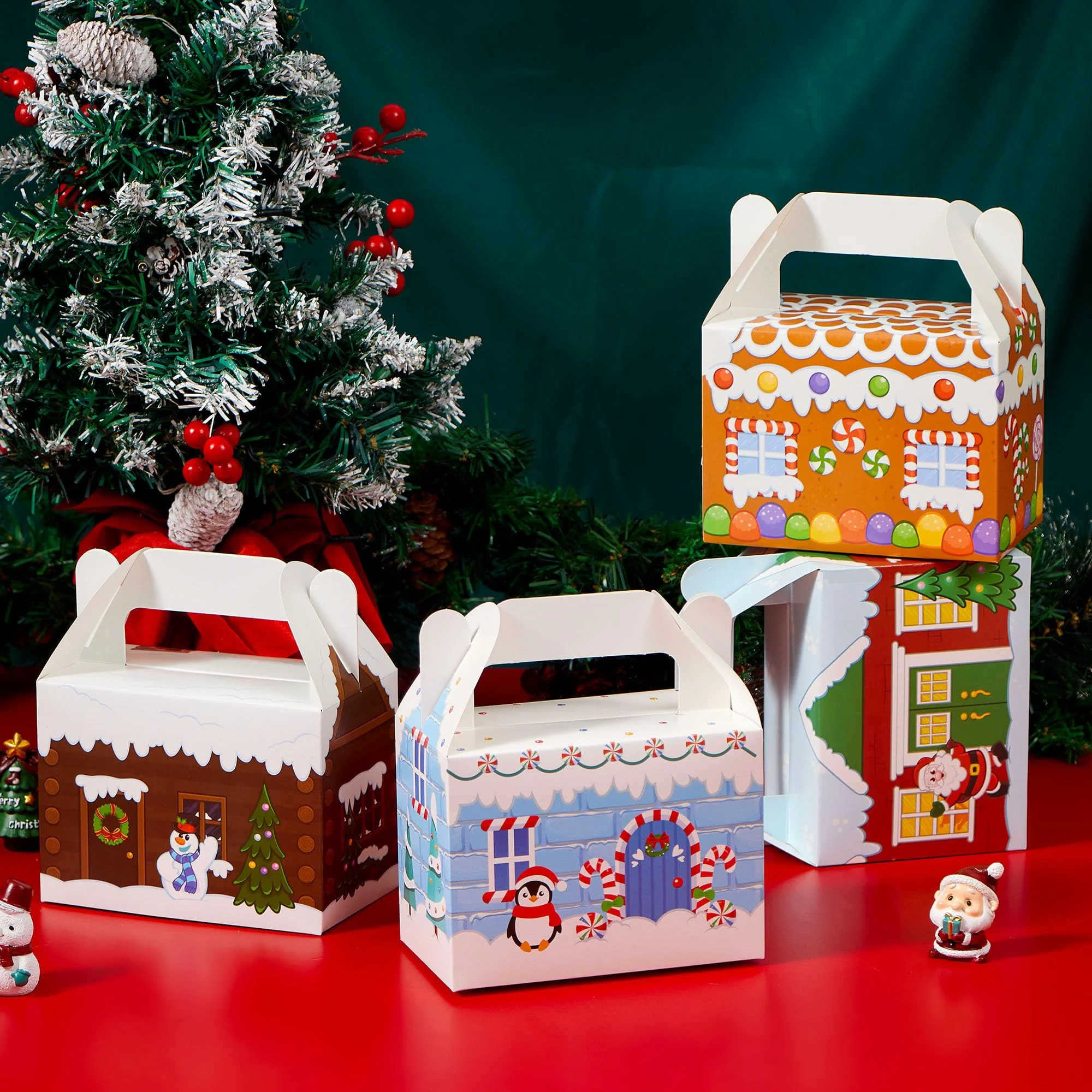 JOYIN 24 Stück 3D Weihnachten Geschenkboxen, Geschenkschachtel Süßigkeiten, Kuchen, Schokolade, Plätzchen, Kekse Karton für Weihnachten, Geschenkverpackung (Christmas House) - Image 3