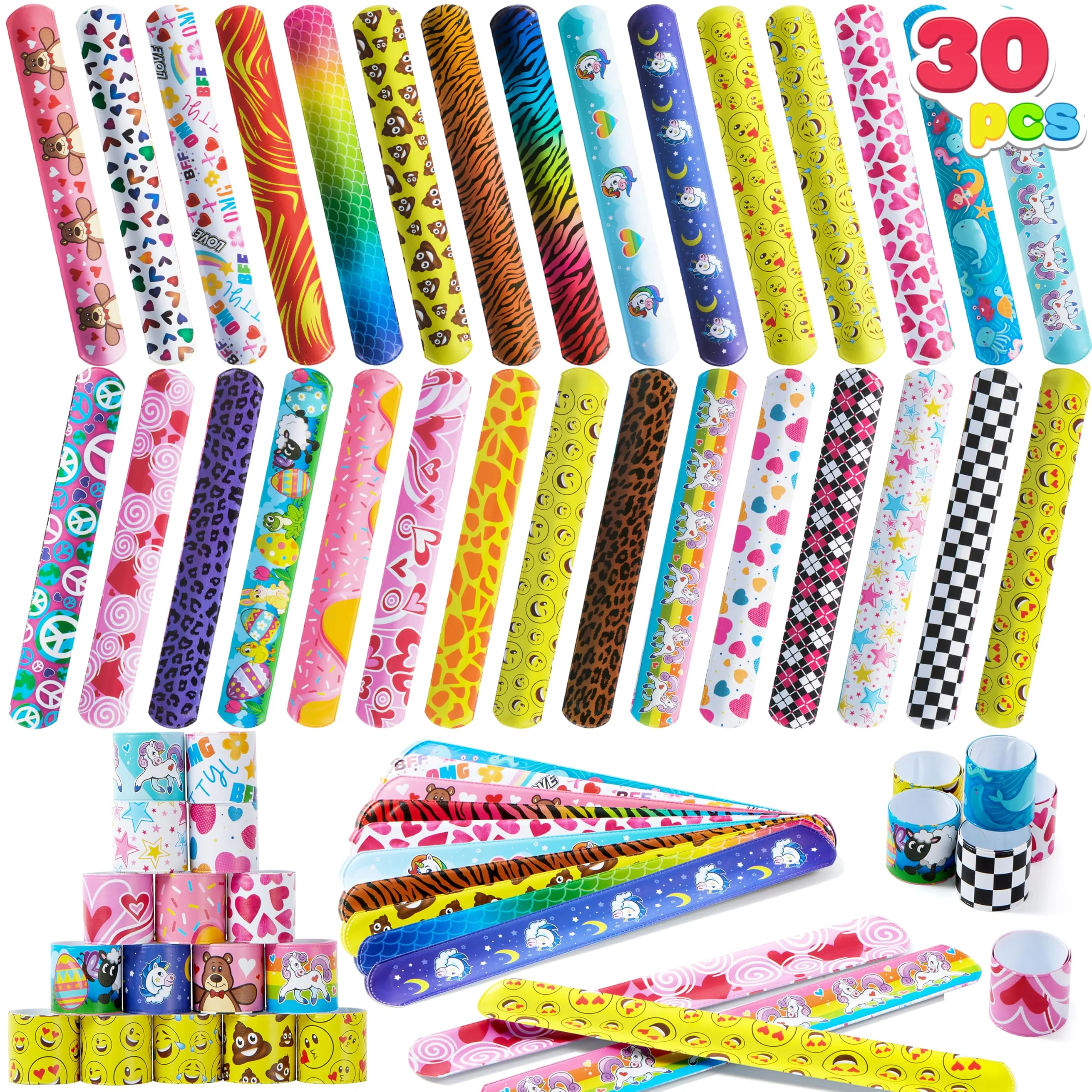 JOYIN 30 PCs Slap Armbänder, Kleine Mitbringsel für Kinder, Party Mitgebsel Kindergeburtstag ab 4 Jahre (30 Designs) Geburtstag Party Favours Pack, Kindergeburtstag Gastgeschenke, Ostern Korb Füller - Image 8