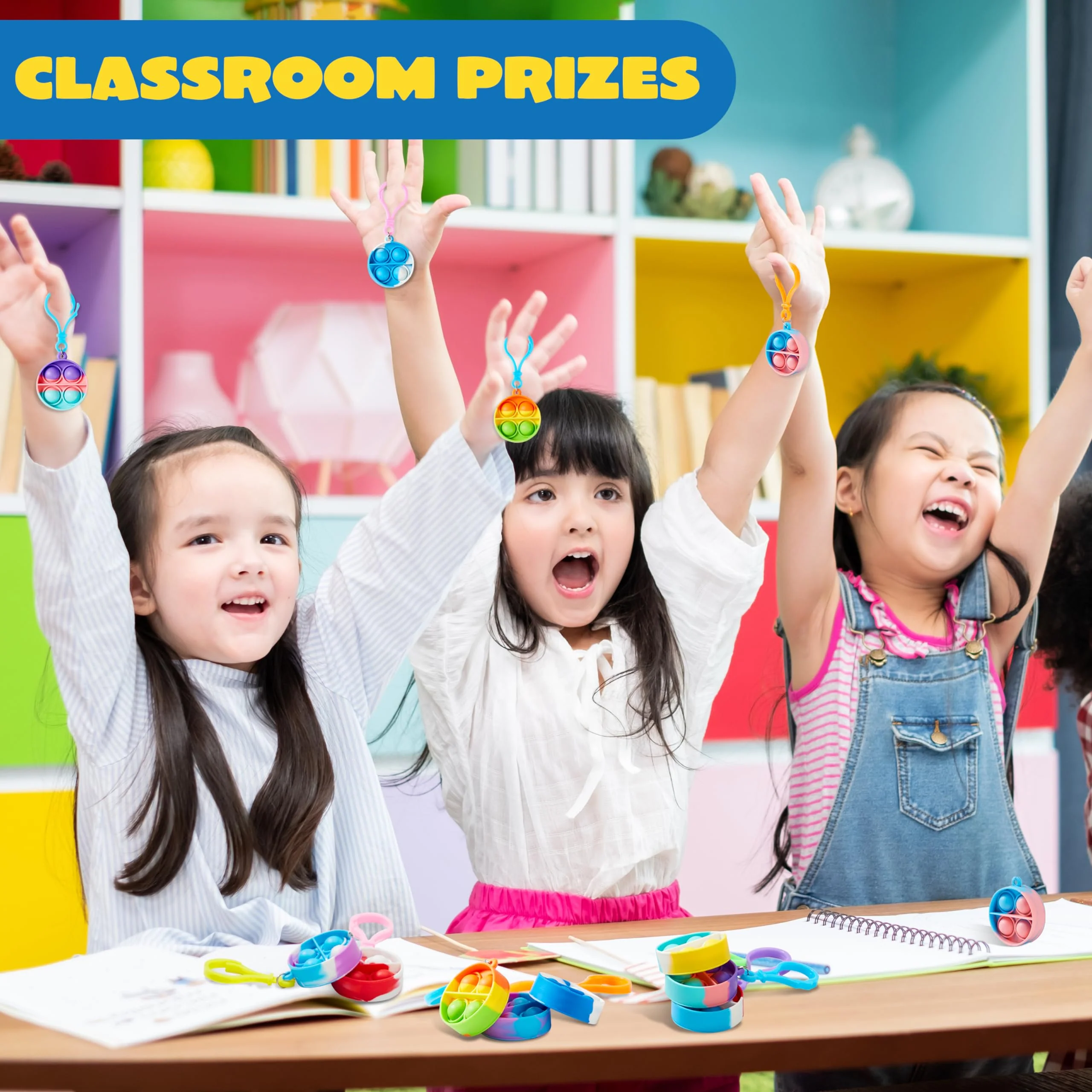 JOYIN 30 Stück(Rund) Mitgebsel Kindergeburtstag Mini-Fidget-Spielzeug, Partygeschenke für Kinder von 4–8, Popit Keychain für Kinder Jungen Mädchen Pop-Schlüsselanhänger - Image 2