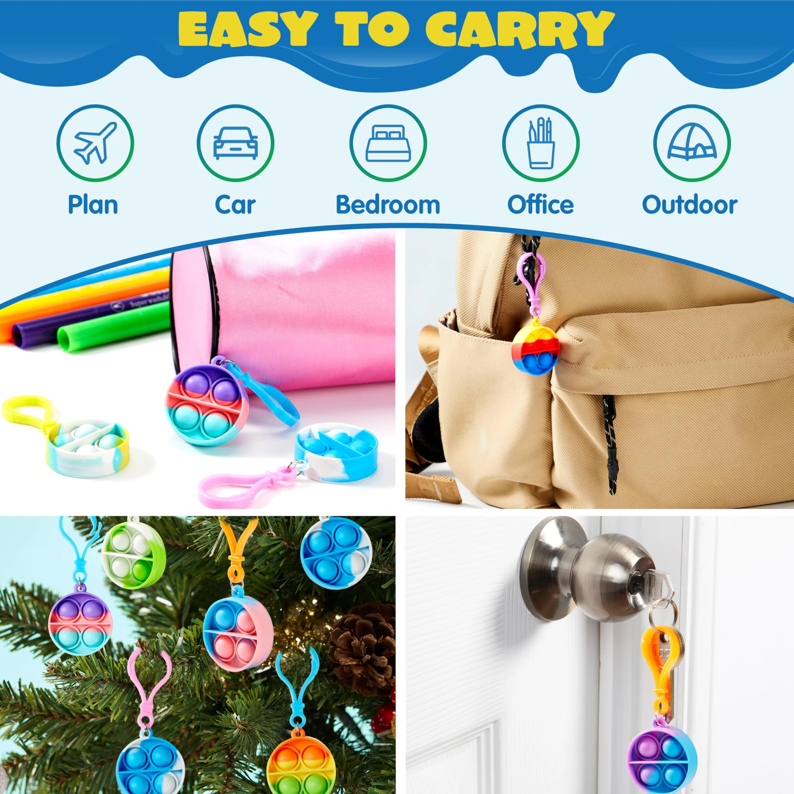 JOYIN 30 Stück(Rund) Mitgebsel Kindergeburtstag Mini-Fidget-Spielzeug, Partygeschenke für Kinder von 4–8, Popit Keychain für Kinder Jungen Mädchen Pop-Schlüsselanhänger - Image 5
