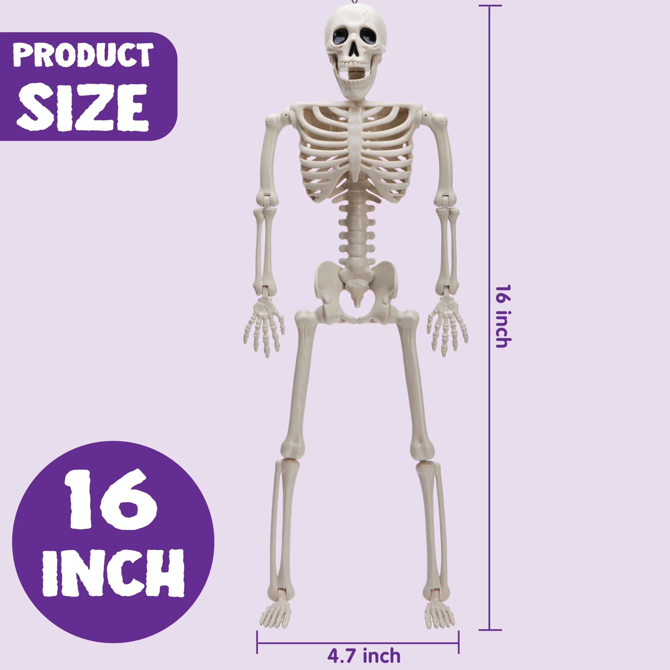 JOYIN 5 Stück Halloween Skelett deko,40.6 cm Ganzkörper bewegliche Gelenke hängende Skelette für Friedhofsdekorationen Halloween Hause Party Dekoration Spukhaus Zubehör - Image 3