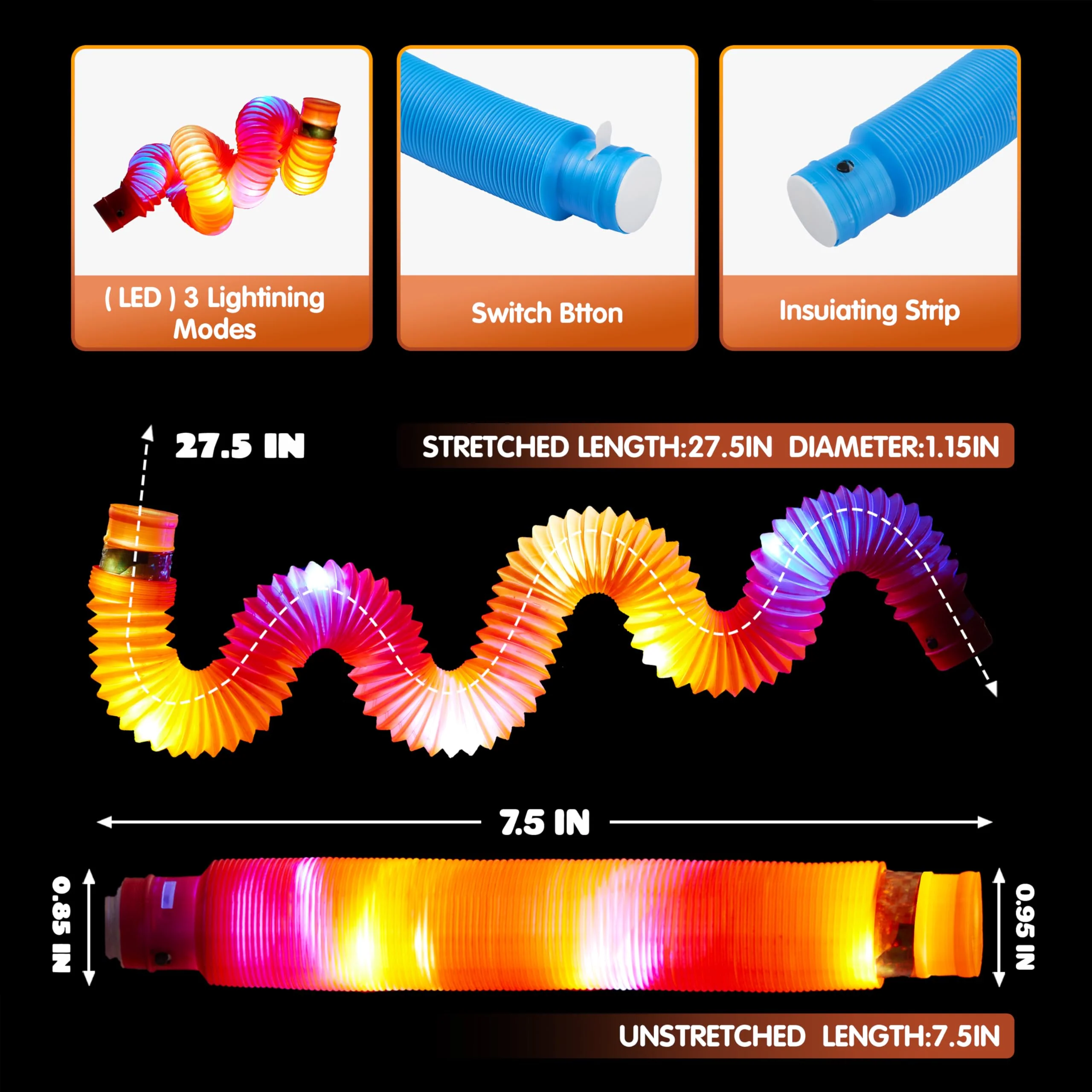 JOYIN 9 Stück LED Knicklicht Pop Tubes, Leuchtende Sensorik Spielzeuge & Biegsame Röhren, Perfekt Als Halloween Party Deko, Mitgebsel Für Kinder Und Fidget Toy - Image 6