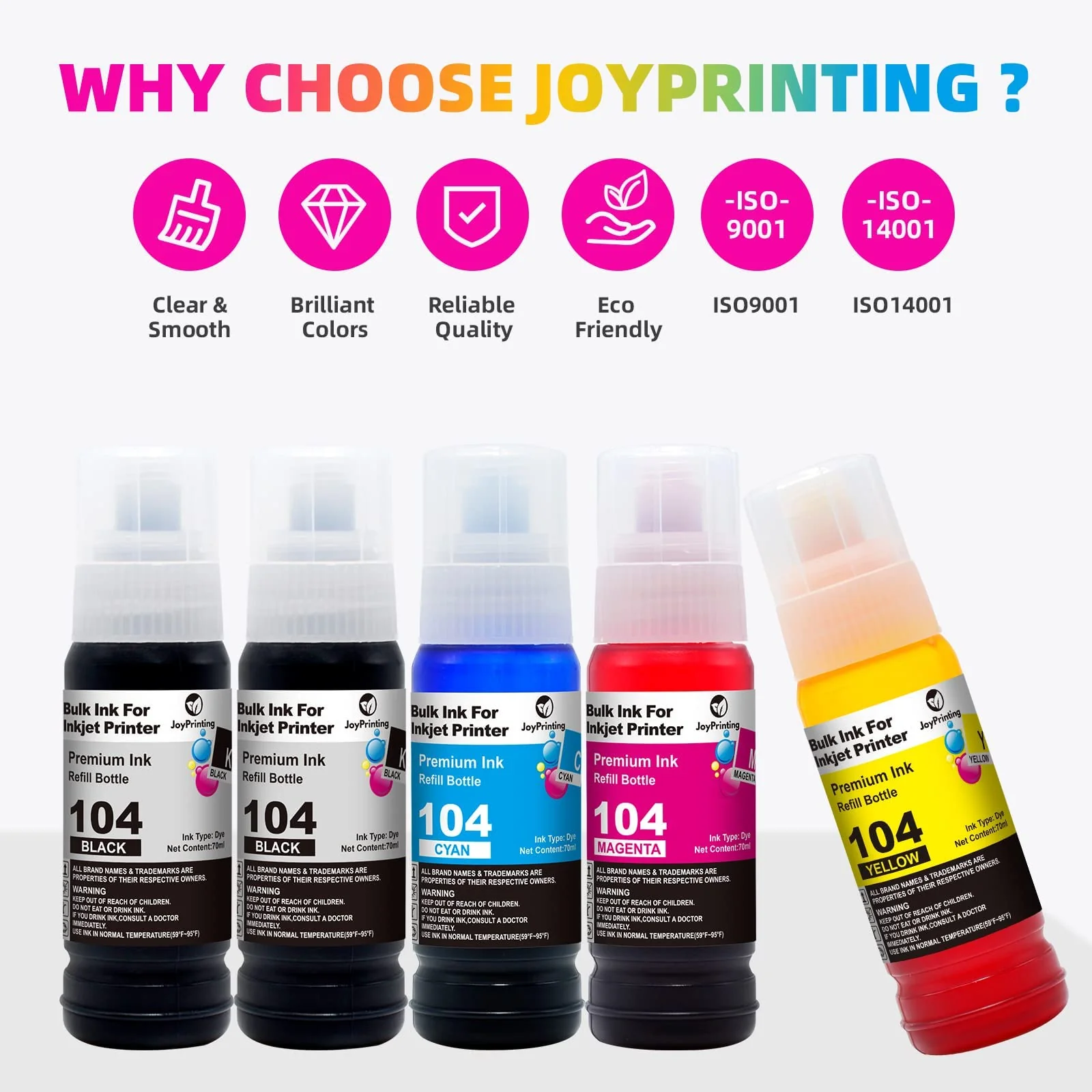 JoyPrinting 104 Tinte Kompatibel für Epson 104 Multipack Tintenflasche für Ecotank ET-2820 ET-2710 ET-2720 ET-2815 ET-2810 ET-2826 ET-1810 ET‑2711 ET-2712 ET-2715 ET-2714 ET-2721 ET-2726 ET-4800 - Image 5