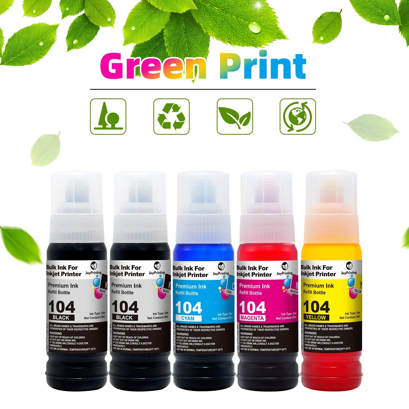 JoyPrinting 104 Tinte Kompatibel für Epson 104 Multipack Tintenflasche für Ecotank ET-2820 ET-2710 ET-2720 ET-2815 ET-2810 ET-2826 ET-1810 ET‑2711 ET-2712 ET-2715 ET-2714 ET-2721 ET-2726 ET-4800 - Image 7