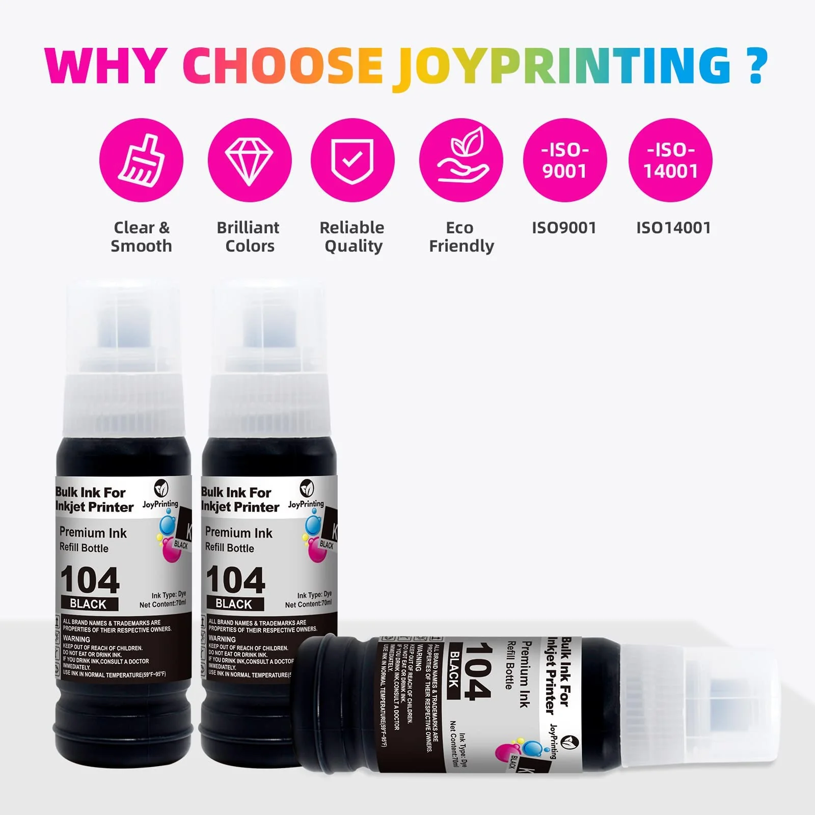 JoyPrinting 104 Tinte Kompatibel für Epson 104 Schwarz Tintenflasche Multipack für Ecotank ET-2820 ET-2710 ET-2720 ET-2815 ET-2810 ET-2826 ET-1810 ET‑2711 ET-2712 ET-2715 ET-2714 ET-2721 ET-2726 - Image 6