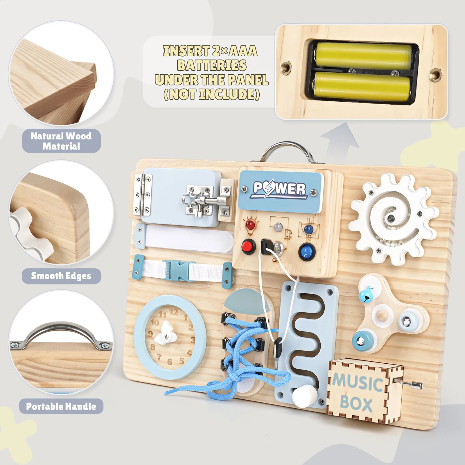 Joyreal LED Montessori Busy Board - Motorikbrett Monate Activity Board Motorikboard Montessori Spielzeug Brett Motorikspielzeug Sensorik Board - Image 5