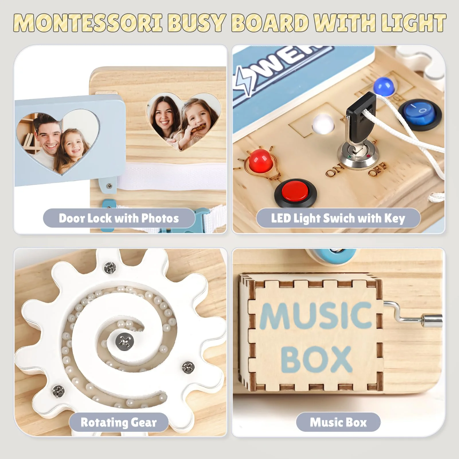 Joyreal LED Montessori Busy Board - Motorikbrett Monate Activity Board Motorikboard Montessori Spielzeug Brett Motorikspielzeug Sensorik Board - Image 6