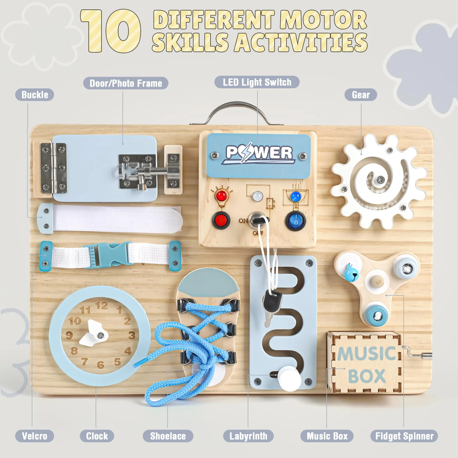 Joyreal LED Montessori Busy Board - Motorikbrett Monate Activity Board Motorikboard Montessori Spielzeug Brett Motorikspielzeug Sensorik Board - Image 7