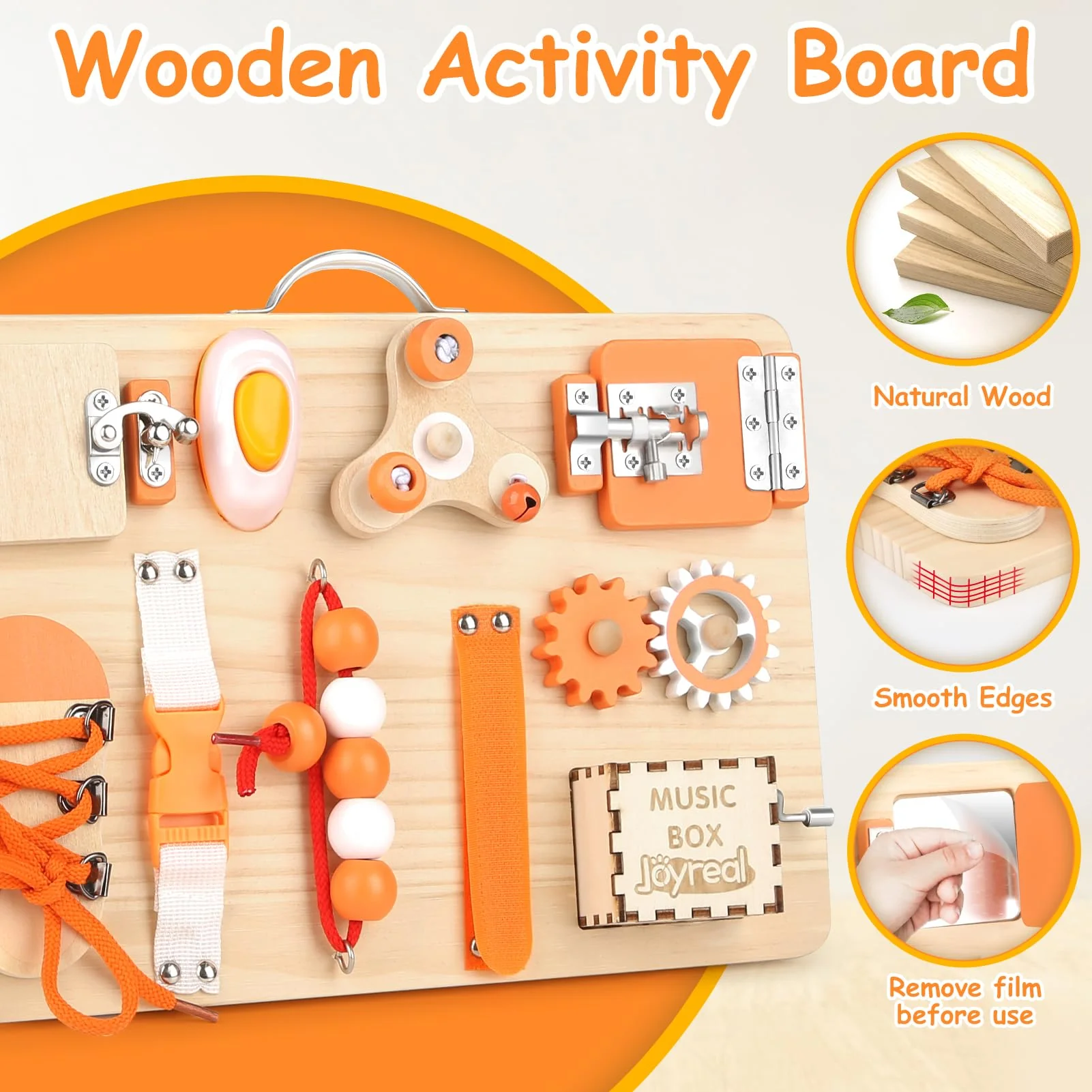 Joyreal Motorikbrett Activity Board Montessori Spielzeug Busy Board Montessori Brett Motorikspielzeug Sensorik Spielzeug - Image 4