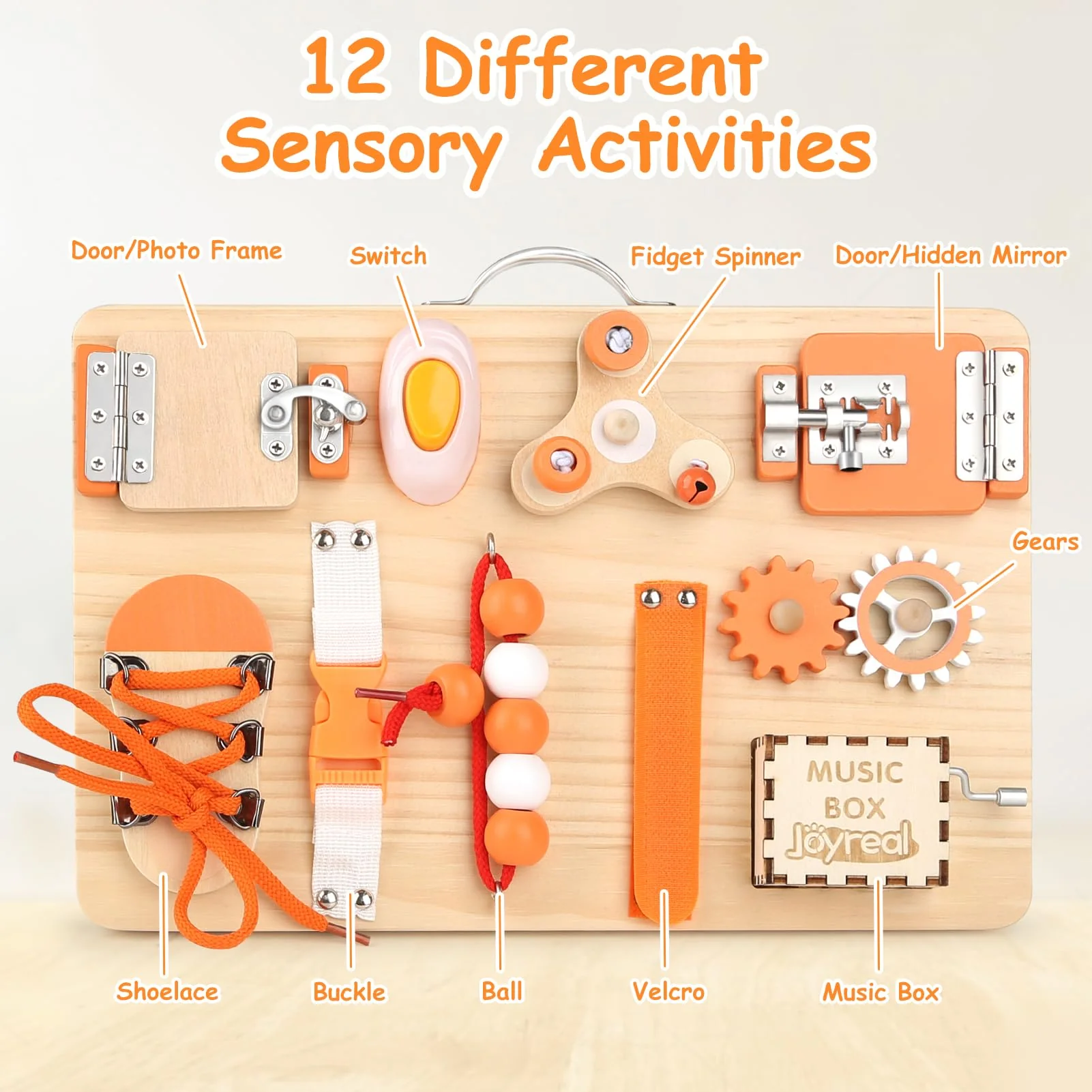Joyreal Motorikbrett Activity Board Montessori Spielzeug Busy Board Montessori Brett Motorikspielzeug Sensorik Spielzeug - Image 7
