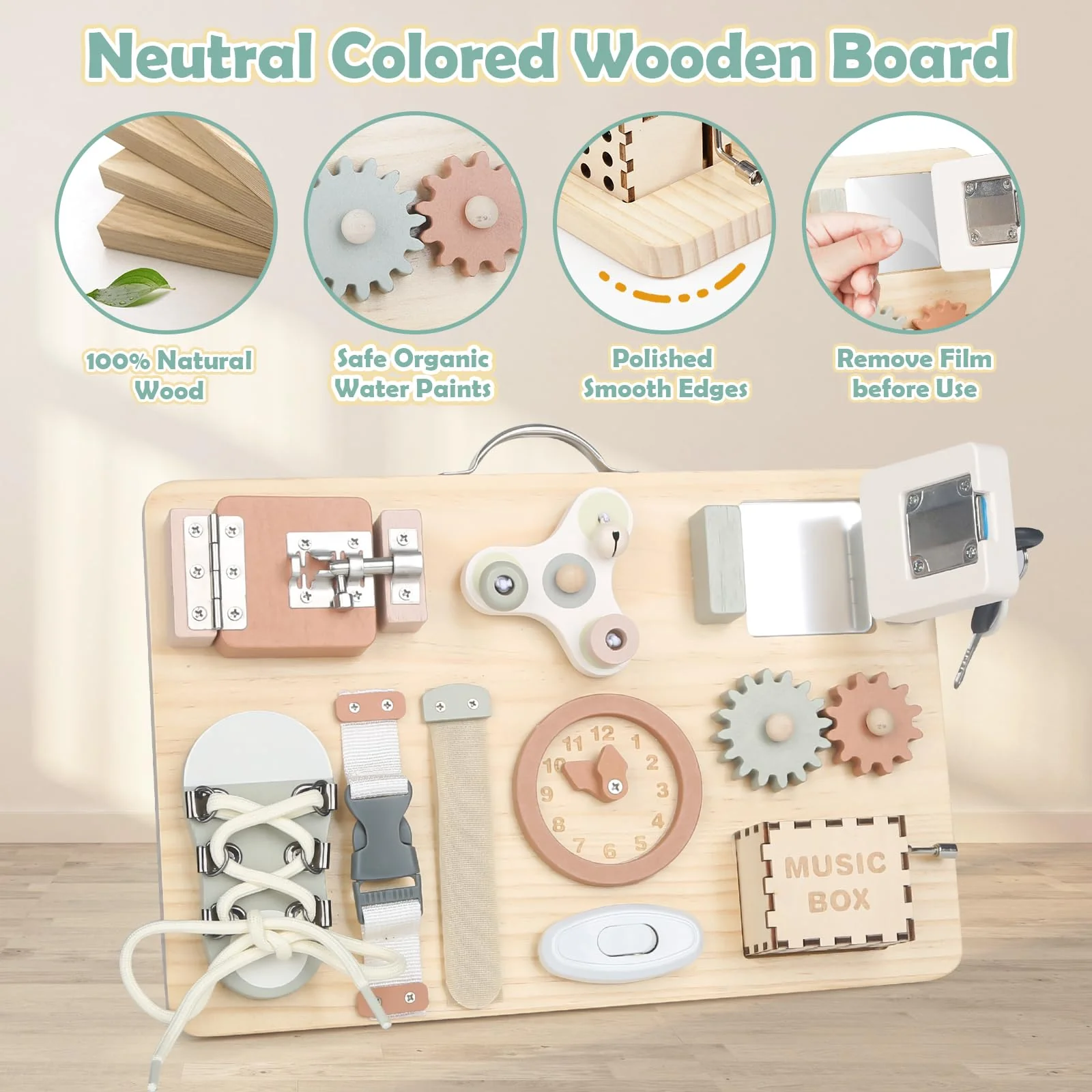 Joyreal Motorikbrett Montessori - Busy Board Activity Board Motorikboard Montessori Spielzeug Brett Motorikspielzeug Sensorik Board - Image 5