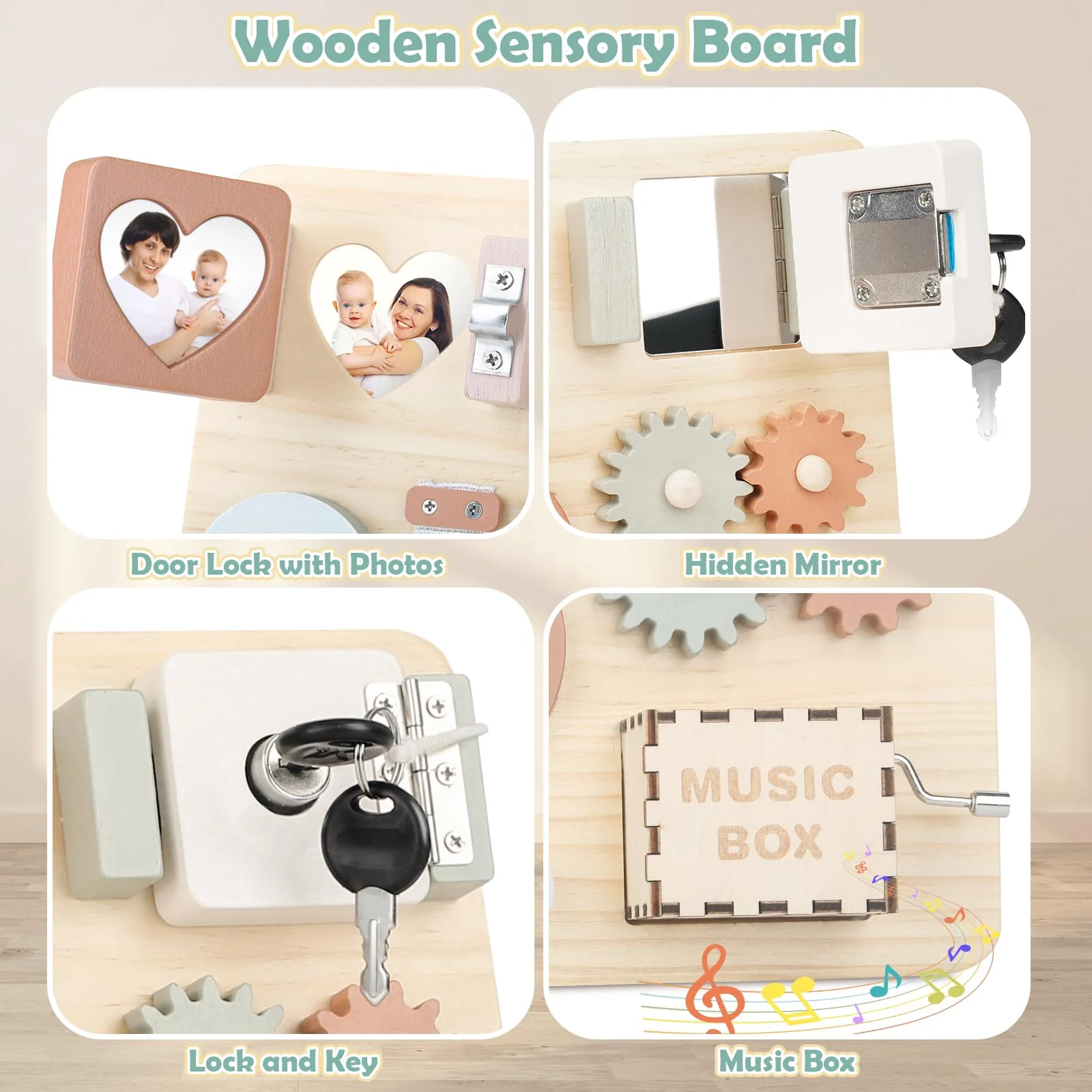 Joyreal Motorikbrett Montessori - Busy Board Activity Board Motorikboard Montessori Spielzeug Brett Motorikspielzeug Sensorik Board - Image 6
