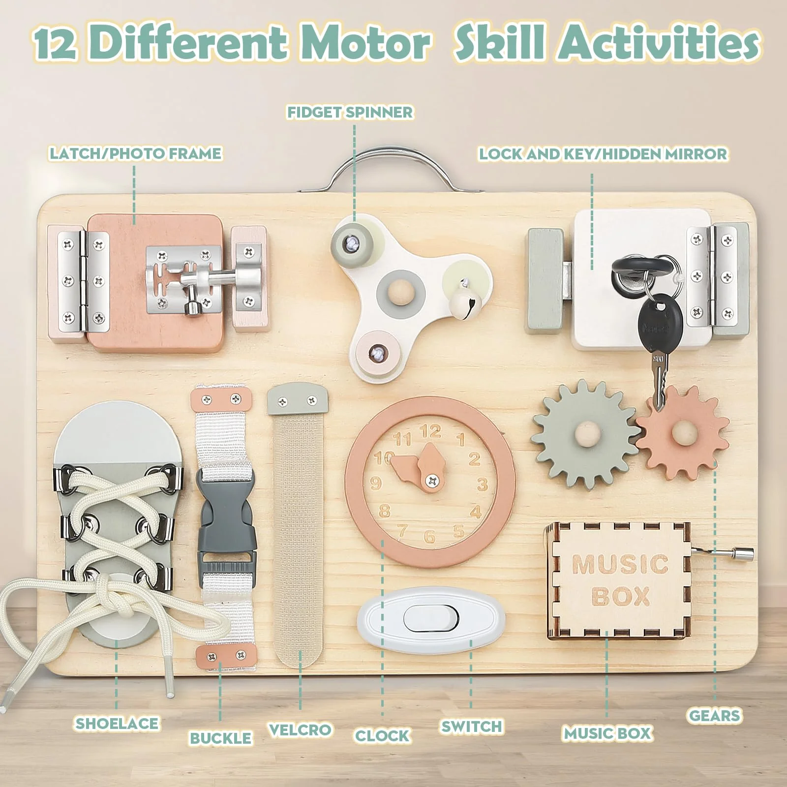 Joyreal Motorikbrett Montessori - Busy Board Activity Board Motorikboard Montessori Spielzeug Brett Motorikspielzeug Sensorik Board - Image 7
