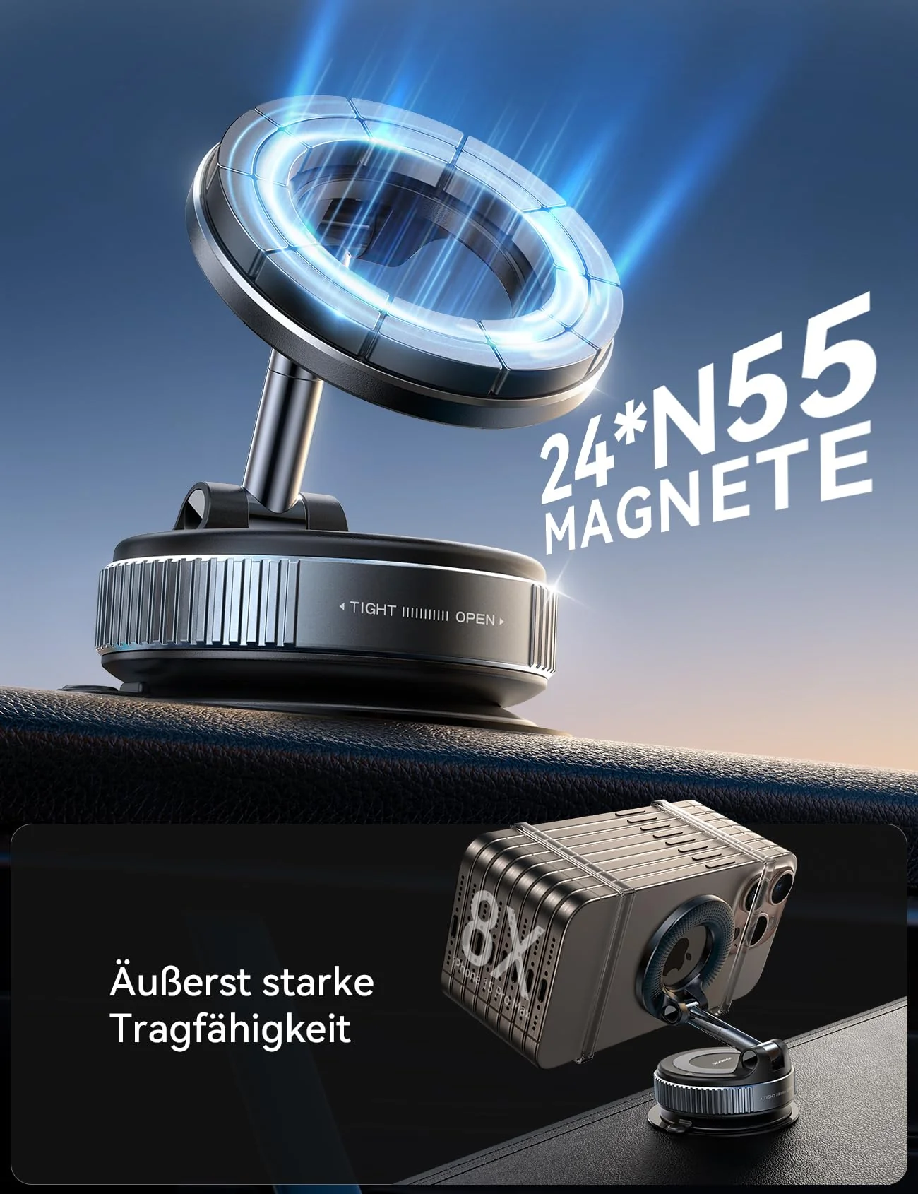 JOYROOM Vakuum Handyhalterung Auto Magnet Faltbar, Saugnapf Handy Halterung Auto Magsafe mit 360° Verstellbarer Metallarm, Magnetische Handyhalterung Auto für iPhone 17 16 15 14 13 12 & MagSafe Hülle - Image 2
