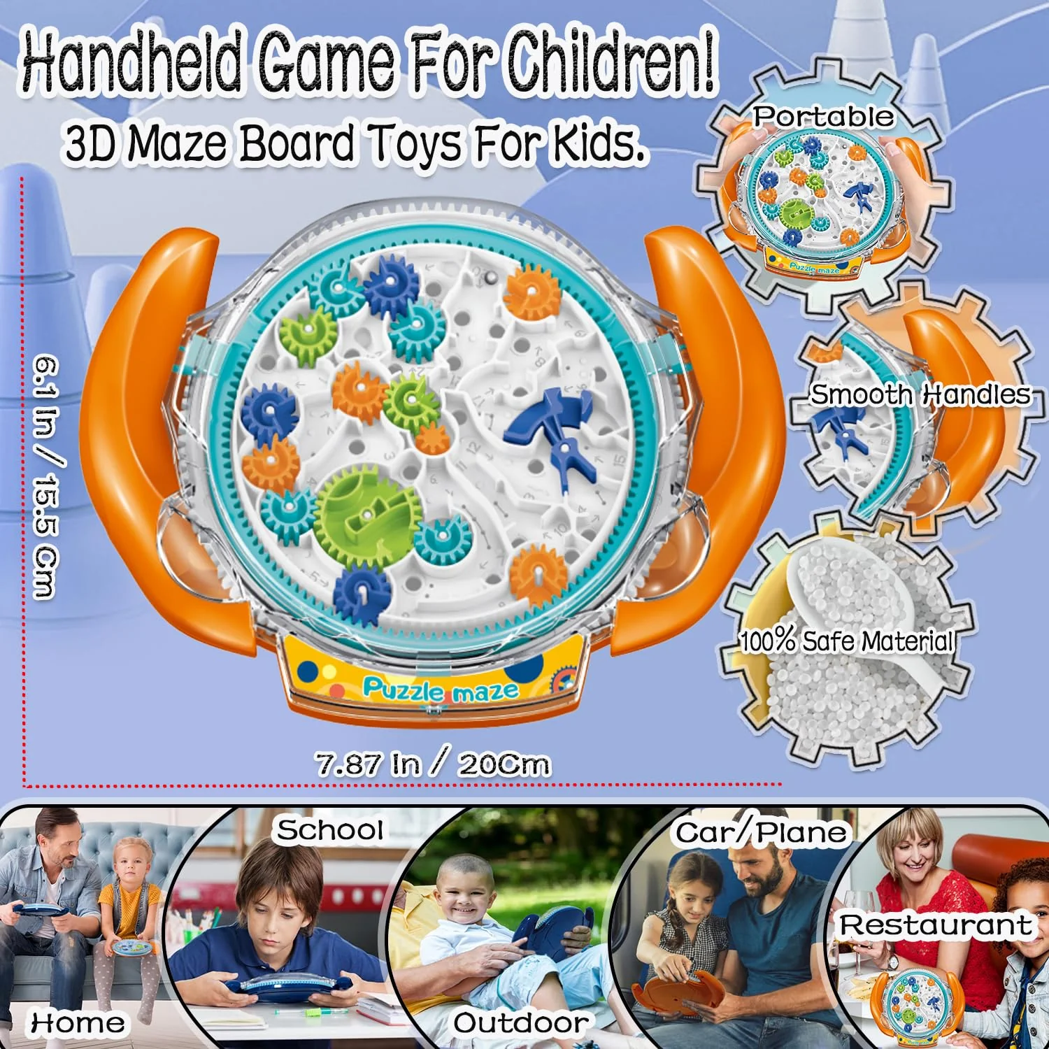 JRD&BS WINL Die ultimative Puzzle-Spiel-Herausforderung für Kinder 3D Denksport-Puzzle Labyrinth fördert räumliches Denken, Logik und Vorstellungskraft 8-15 Jahre alte Kinderspielzeug,(Orange - Image 4