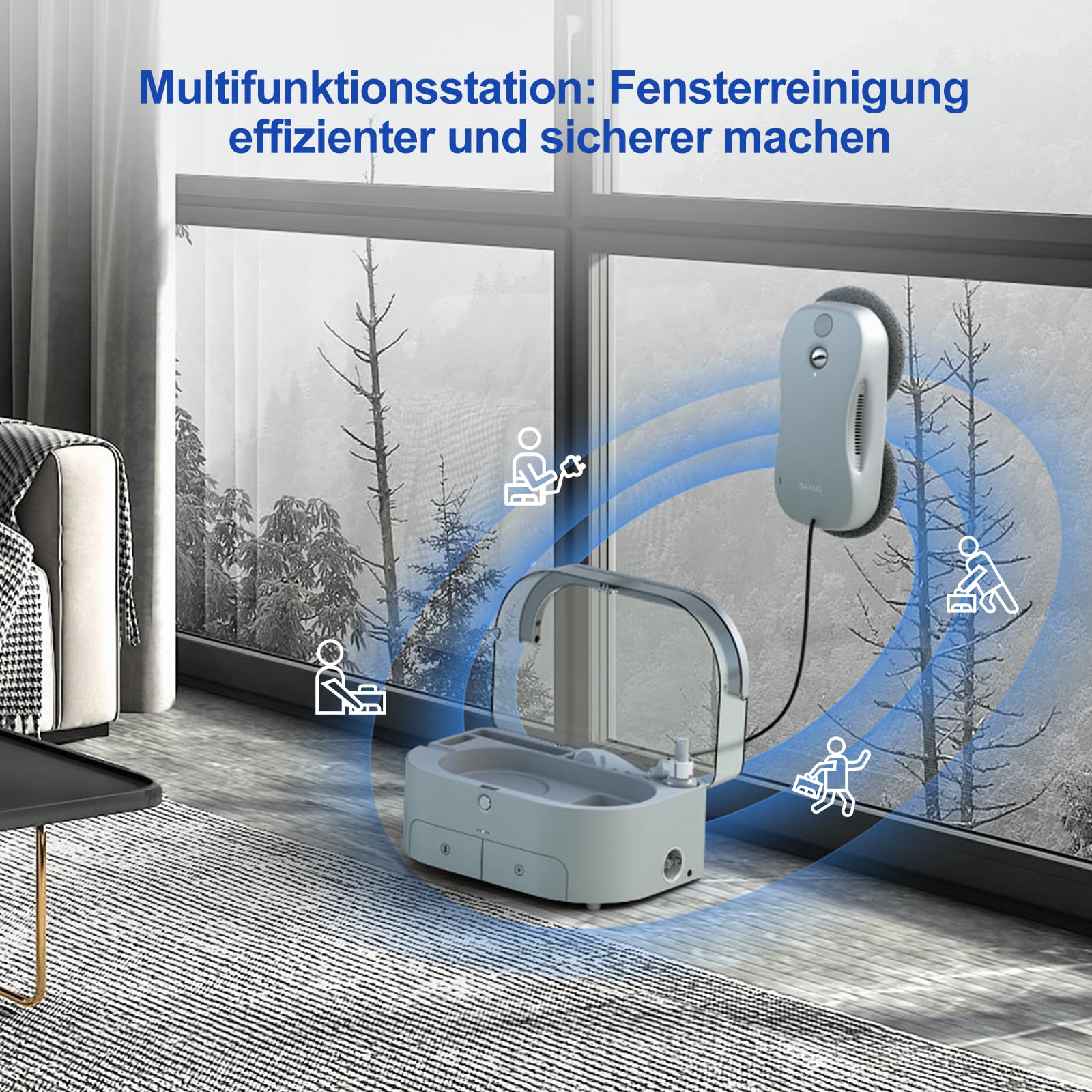 JSDROBOT S9PRO Fensterputzroboter, Tragbarer Fensterputzroboter Intelligente Reinigungspfadplanung Handähnliche Rotierende Fensterreinigung Bilateraler Wasserspray Kantenerkennungstechnologie - Image 2