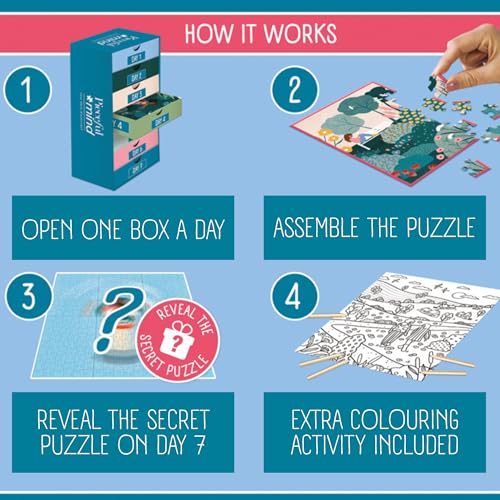 Jumbo Peace by Piece - Pieceful Mind - A Piece of Nature, EIN Stück Natur - 7 Tage 7 Puzzle mit je 54 Teilen, Ausmalbild inkl., für Erwachsende - Image 8