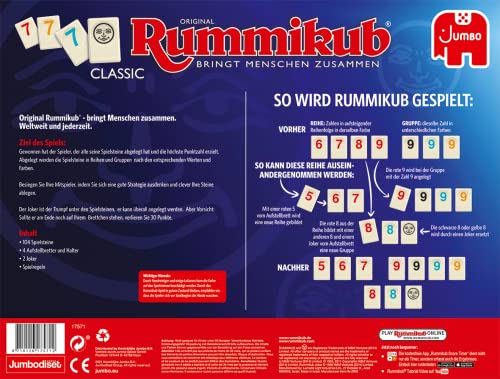 Jumbo Spiele Original Rummikub Classic - der Spieleklassiker unter den Gesellschaftsspielen - für Erwachsene und Kinder ab 7 Jahren JUM17571 Mehrfarbig 2,7 x 3,7 cm - Image 6