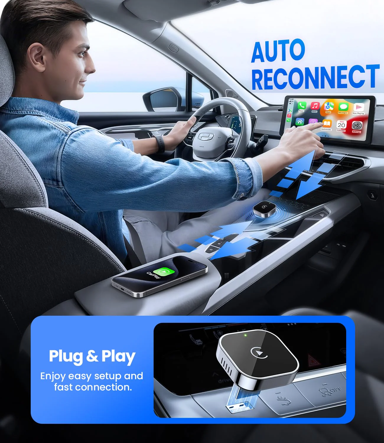 Jumpeak CarPlay Wireless Adapter 2025 Upgrade von Wired CarPlay auf Wireless, Mini-USB-Design für Autos mit Wired CarPlay, Plug und Play, Schnelle und Stabile Verbindung für CarPlay mit iPhone - Image 7