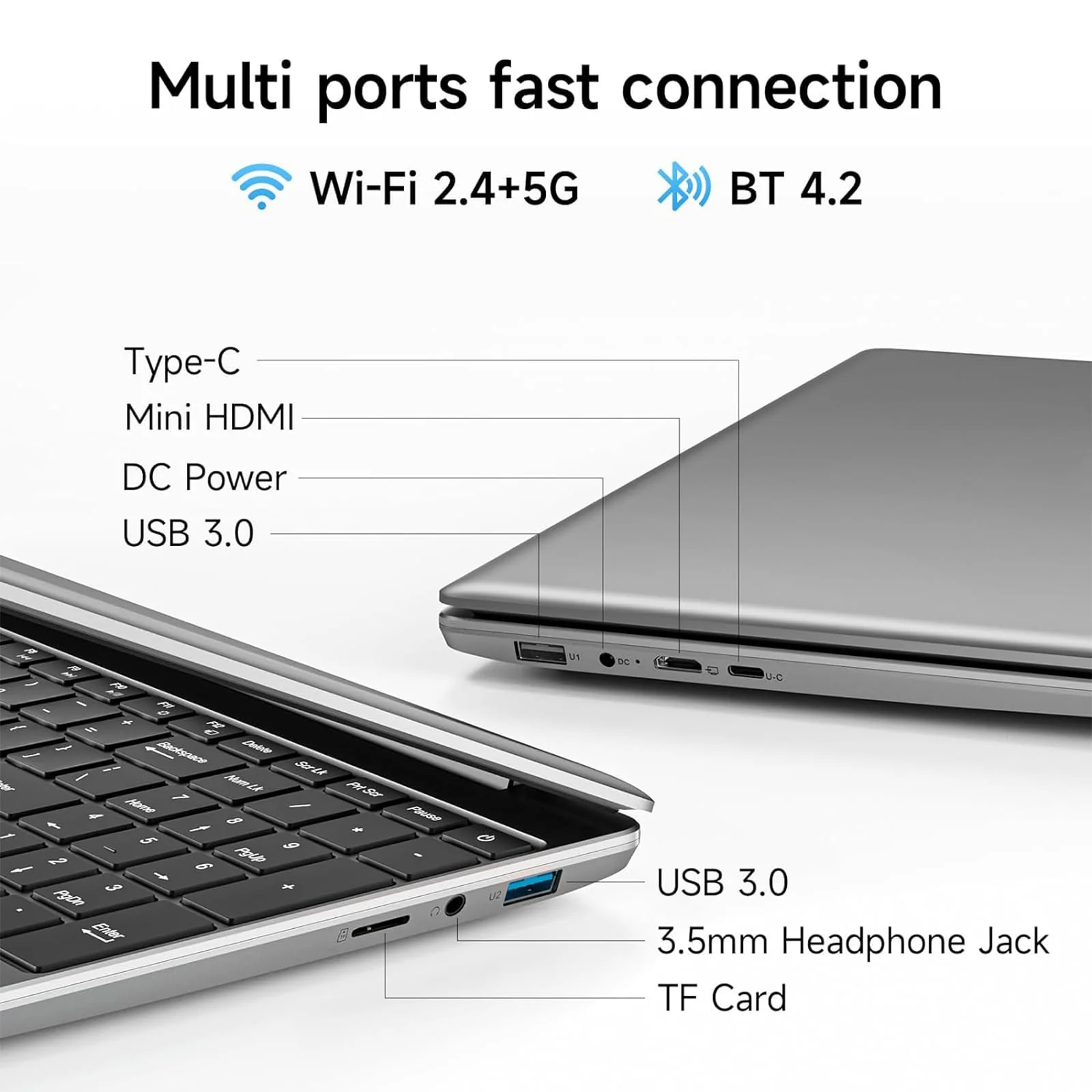 jumper Laptop 15,6 Zoll FHD Display, 12 GB RAM 640 GB ROM, Office 365, Prozessor 5205U Notebook, Akku 38 Wh, Zwei Stereo-Lautsprecher, USB 3.0, Typ-C, Digitale Tastatur - Image 4