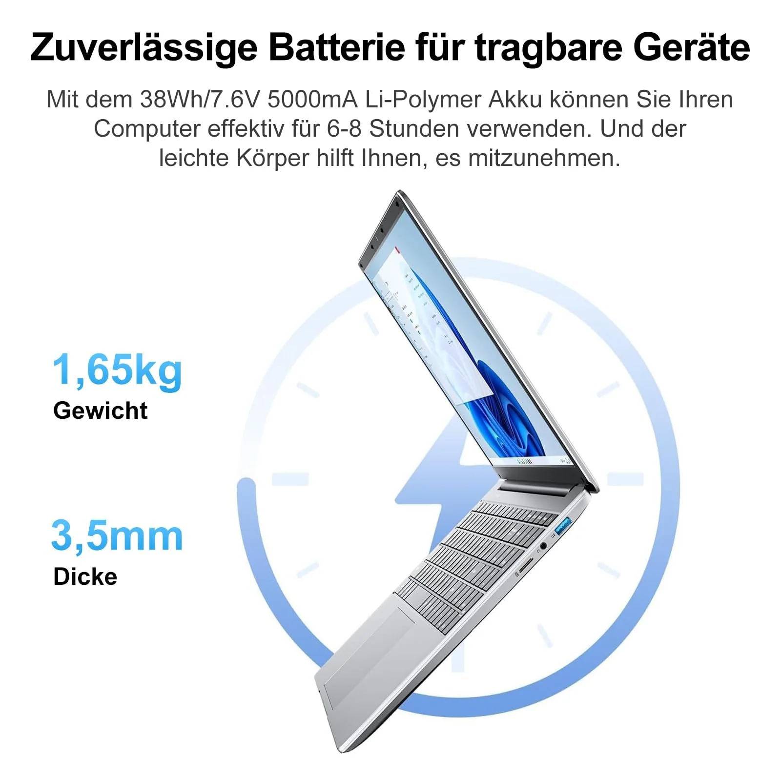jumper Laptop 15,6 Zoll FHD Display, 12 GB RAM 640 GB ROM, Office 365, Prozessor 5205U Notebook, Akku 38 Wh, Zwei Stereo-Lautsprecher, USB 3.0, Typ-C, Digitale Tastatur - Image 2