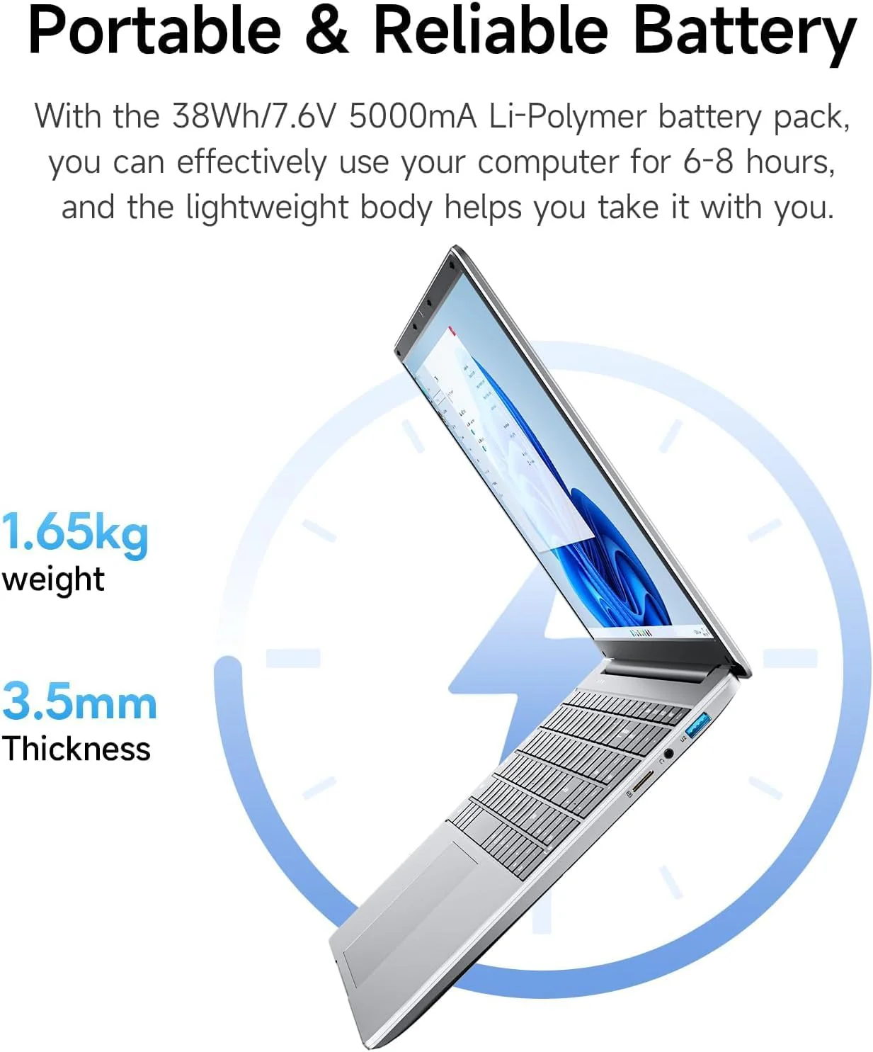 jumper Laptop 15,6 Zoll FHD Display, 12 GB RAM 640 GB ROM, Office 365, Prozessor 5305U Notebook, Akku 38 Wh, Zwei Stereo-Lautsprecher, Typ-C, USB 3.0, Digitale Tastatur - Image 2