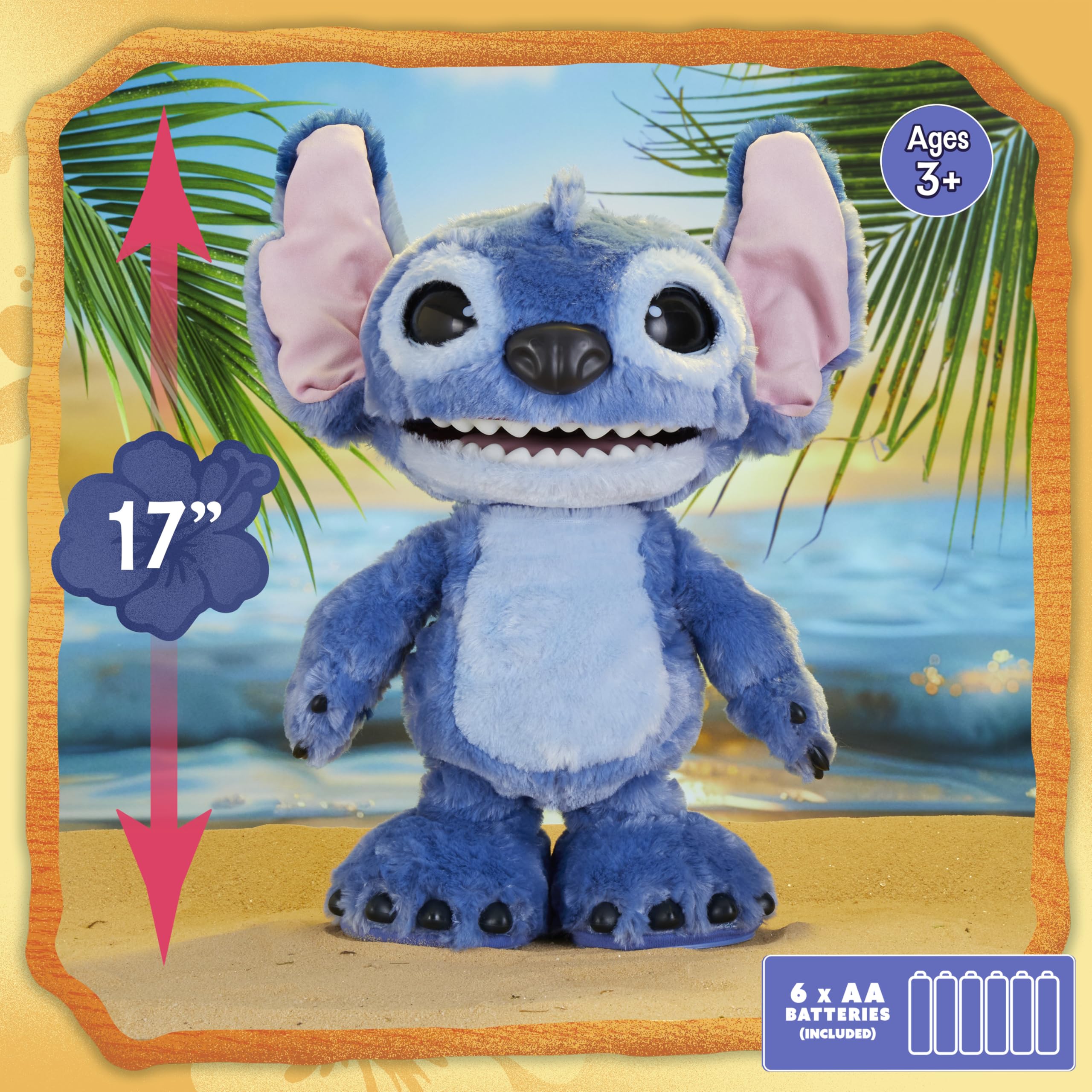 Just Play Disney Ultimate Stitch – Funktionsplüschtier, 100+ Geräusche und Reaktionen, ab 3 Jahre, 43cm, interaktiv, Kuscheltier - Image 2