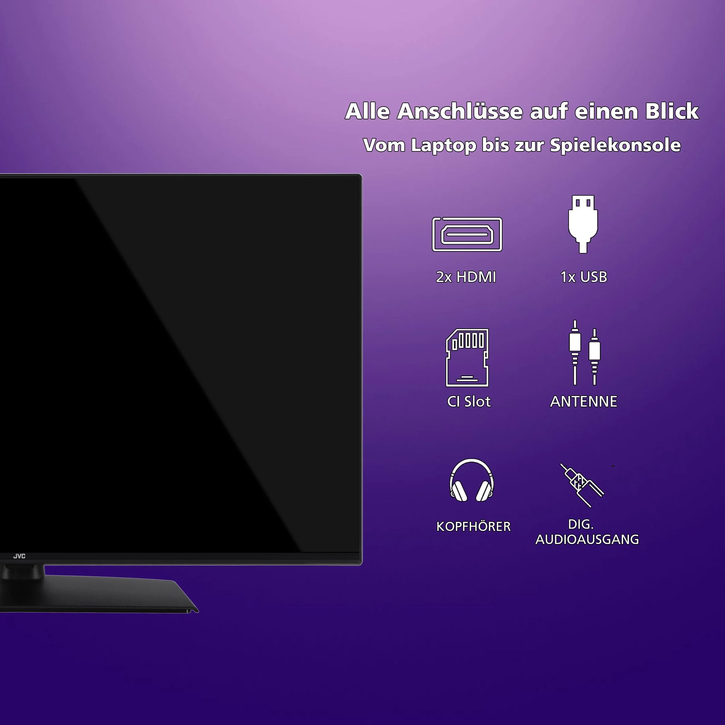 JVC 40 Zoll Fernseher LT-40VF4455 Full HD Fernseher mit 102 cm Bildschirmdiagonale und integriertem Triple-Tuner, LED TV schwarz - Image 7