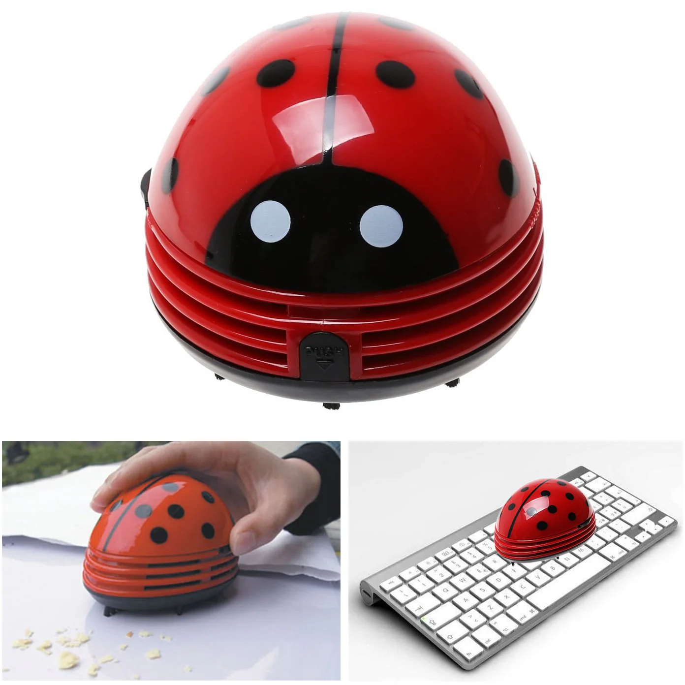 Jzhen Mini Tischsauger, Elektrischer Tisch-Staubsauger, Marienkäfer Design Staub Reiniger(Rot) - Image 8