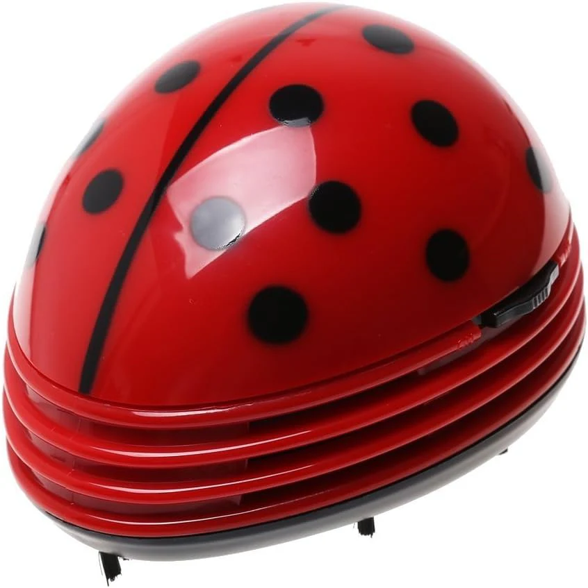 Jzhen Mini Tischsauger, Elektrischer Tisch-Staubsauger, Marienkäfer Design Staub Reiniger(Rot) - Image 9
