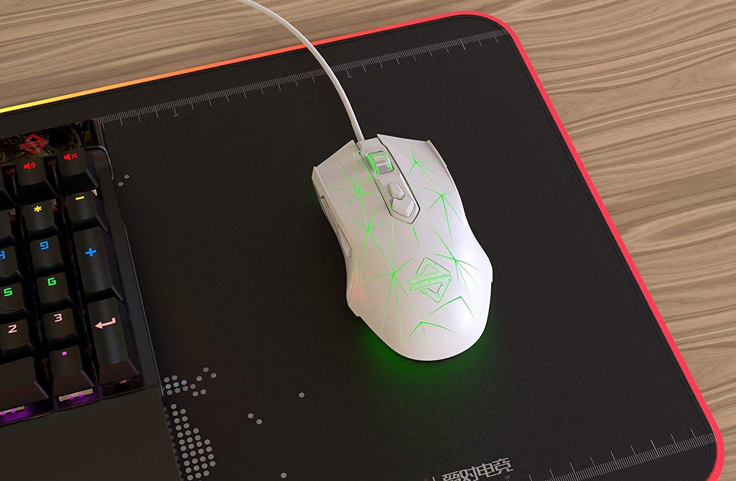 Kabelgebundene RGB Gaming Maus, 7 Tasten mit 2500 DPI, ergonomische LED-beleuchtete USB-Gamer-Mäuse Computer Laptop-PC, für Windows Mac OS Linux - Star Weiß - Image 12